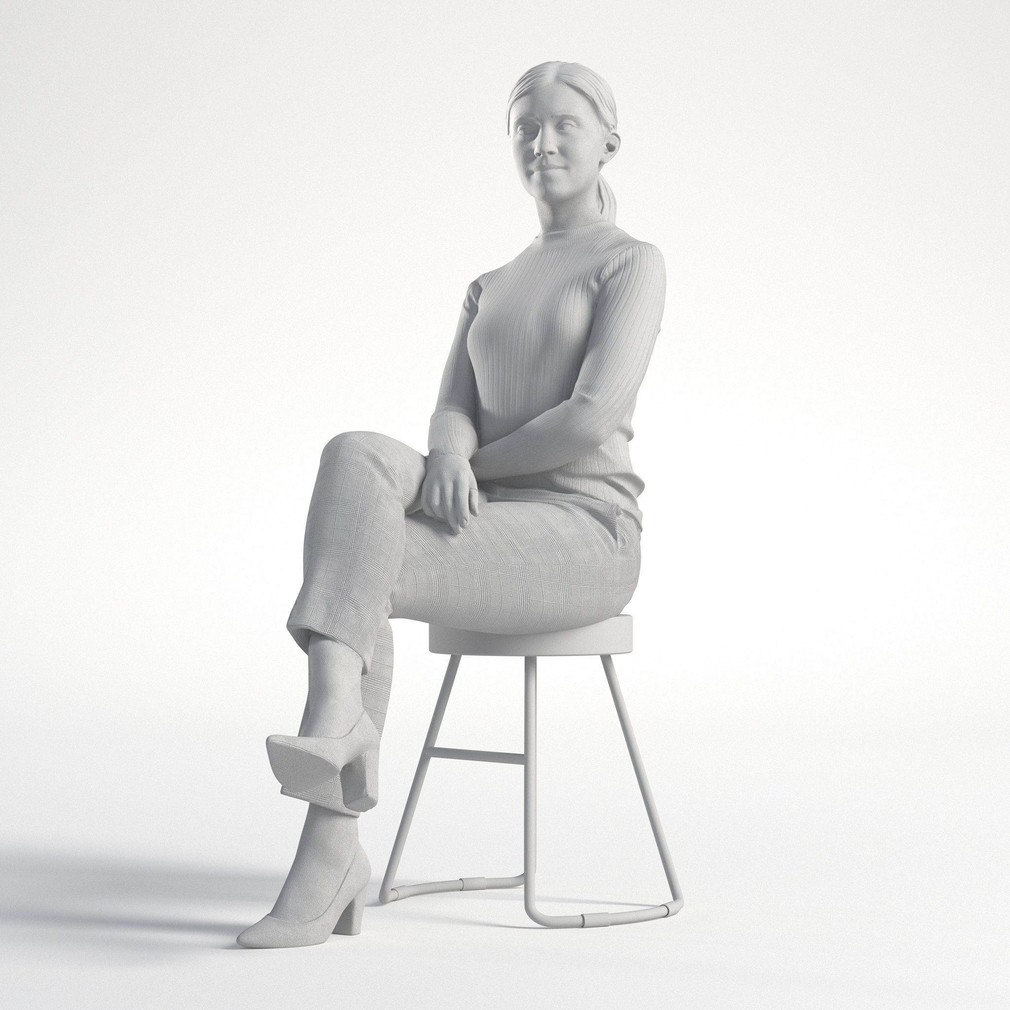 Woman Business Casual Sitting Low poly Kelly 1950 3D model_8
