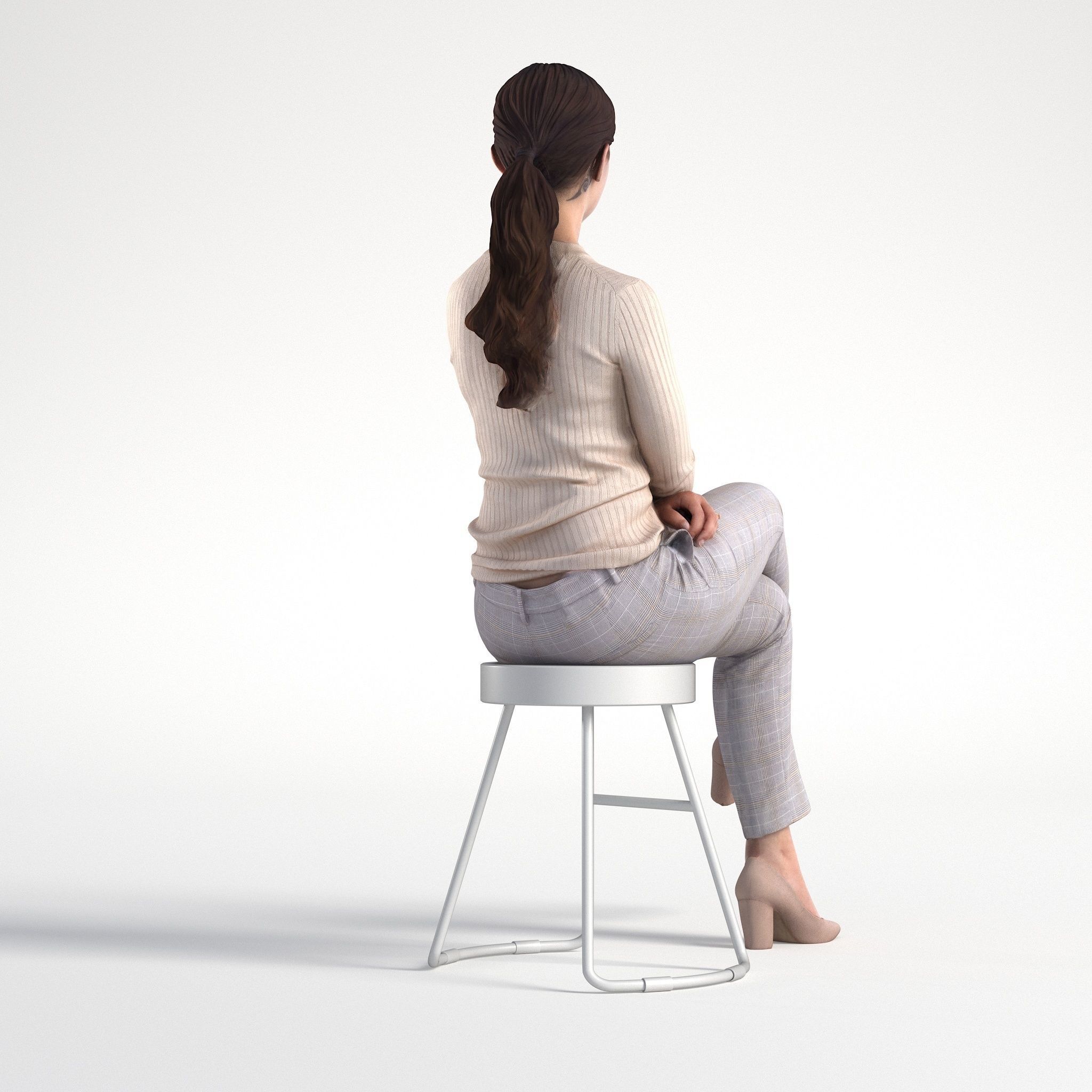 Woman Business Casual Sitting Low poly Kelly 1950 3D model_4