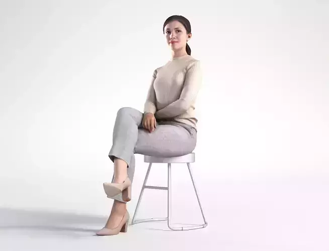 Woman Business Casual Sitting Low poly Kelly 1950 3D model