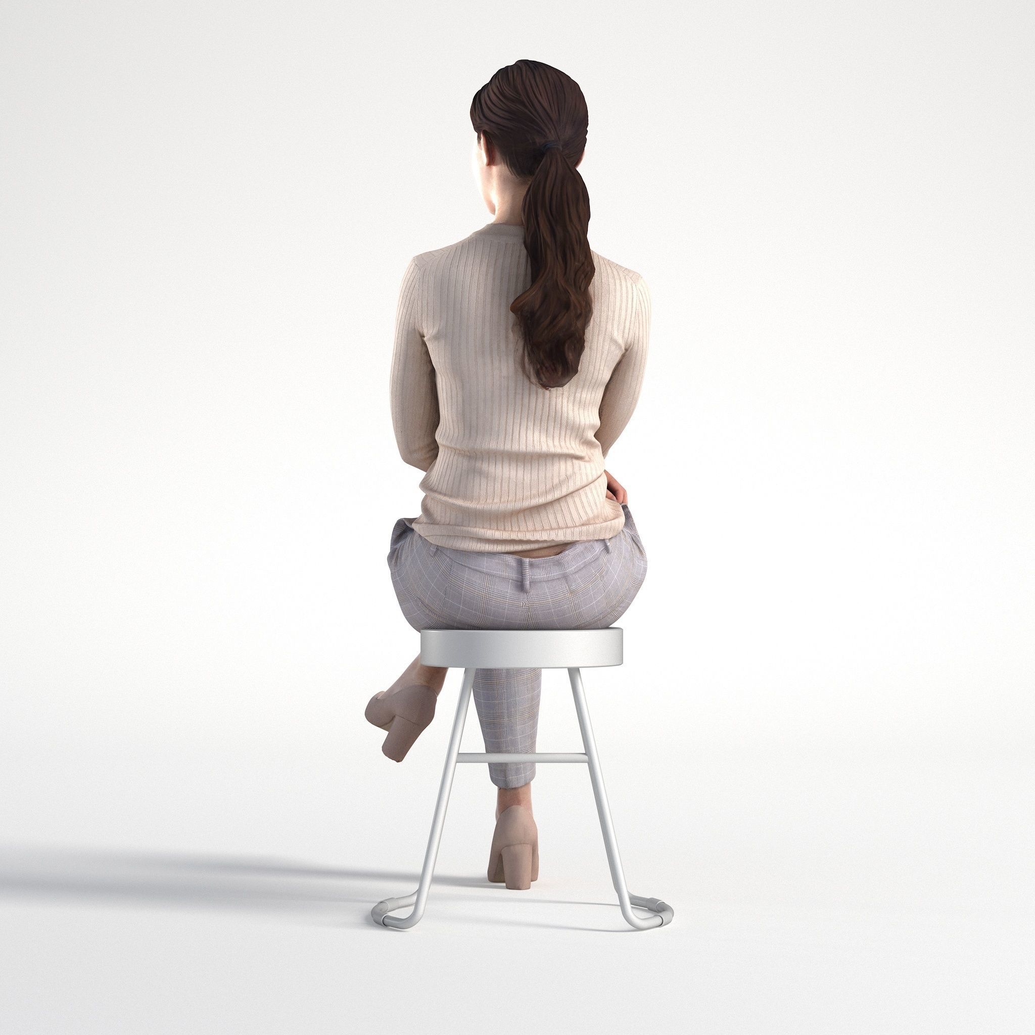 Woman Business Casual Sitting Low poly Kelly 1950 3D model_5