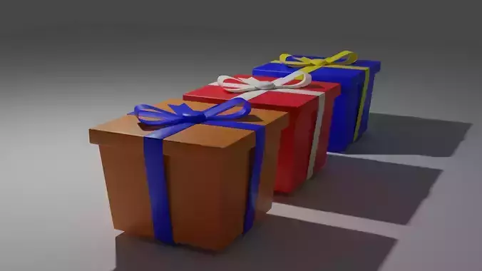 GiftBox three gift boxes with ribbon Low-poly 3D model