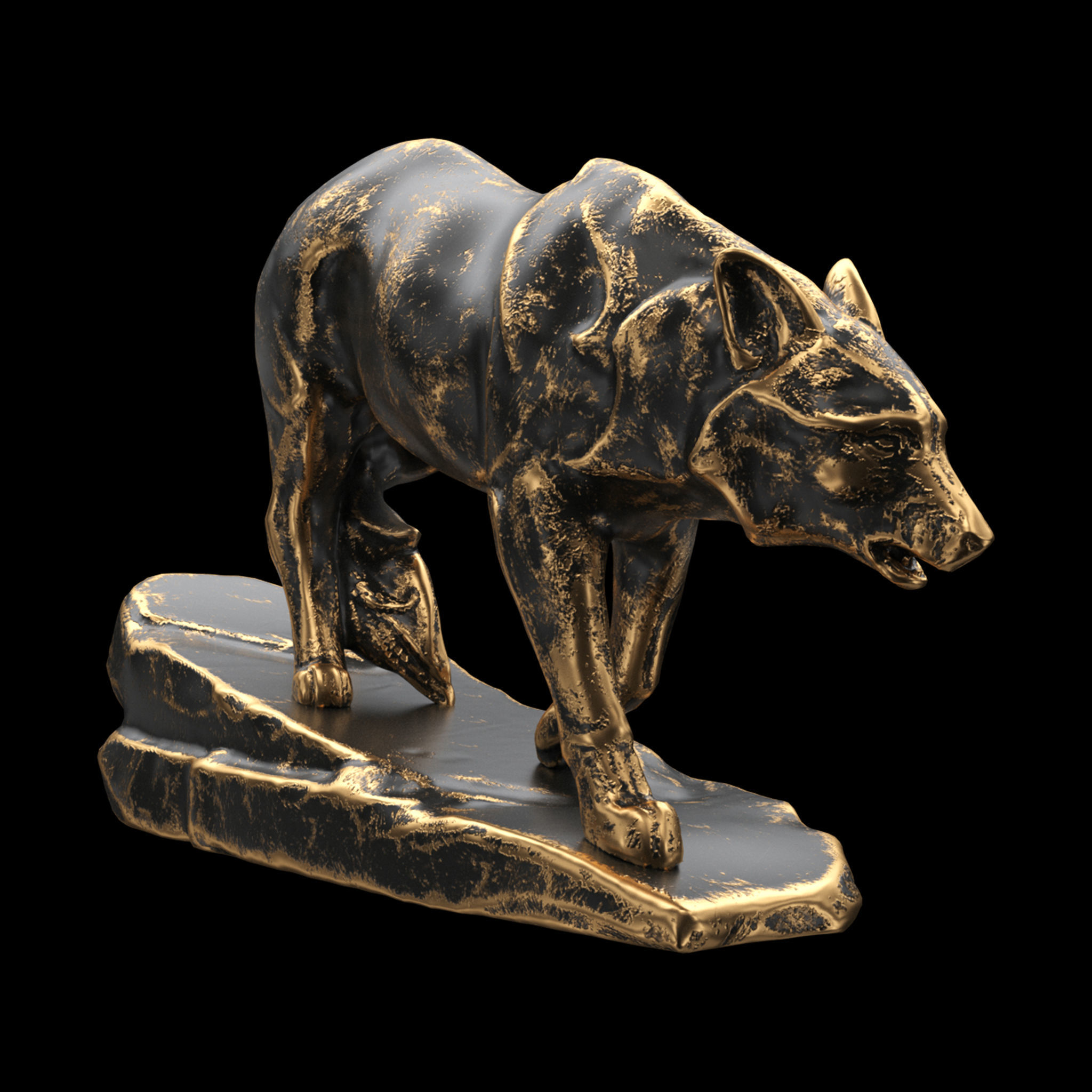 Wolf sculpture Low-poly 3D model_3