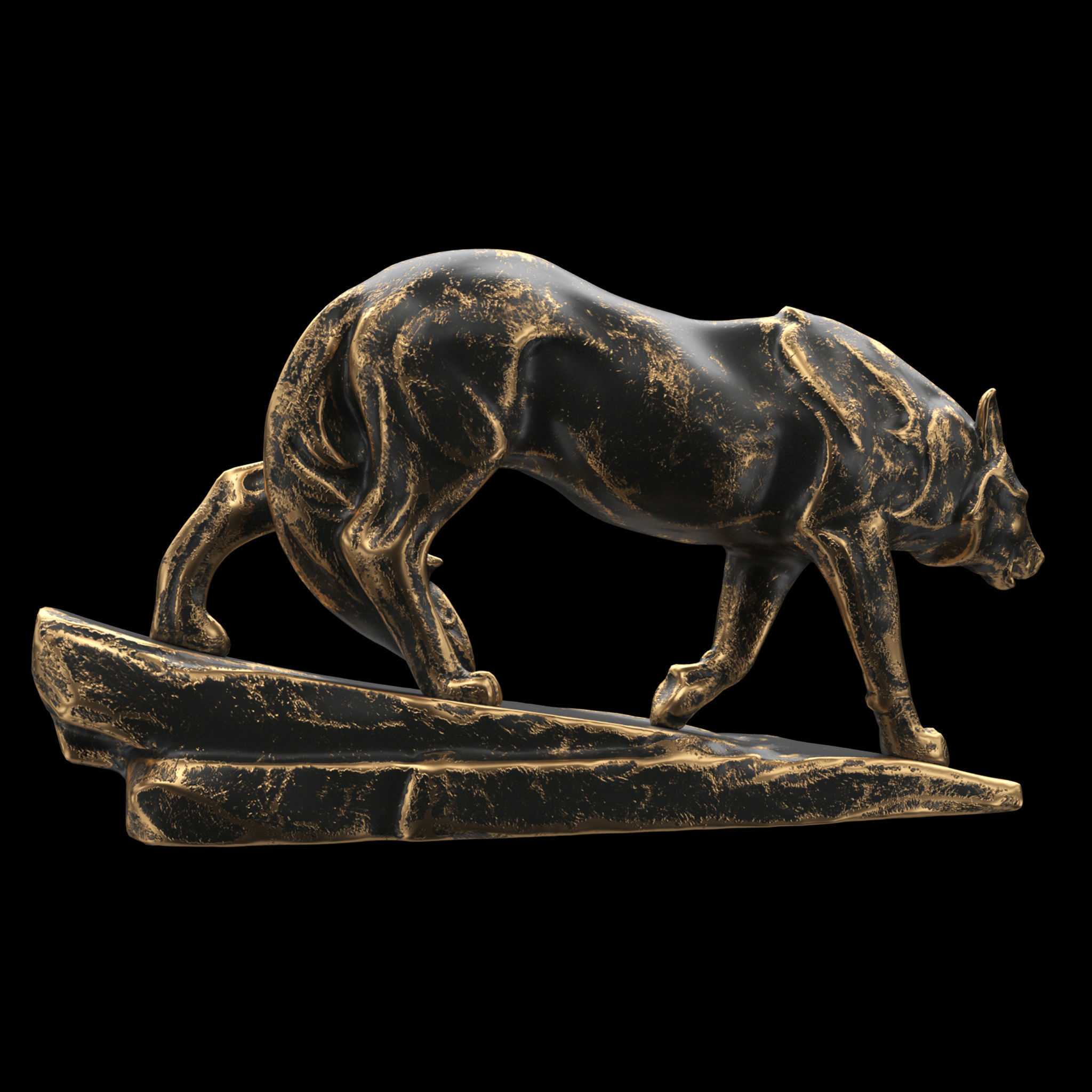 Wolf sculpture Low-poly 3D model_5