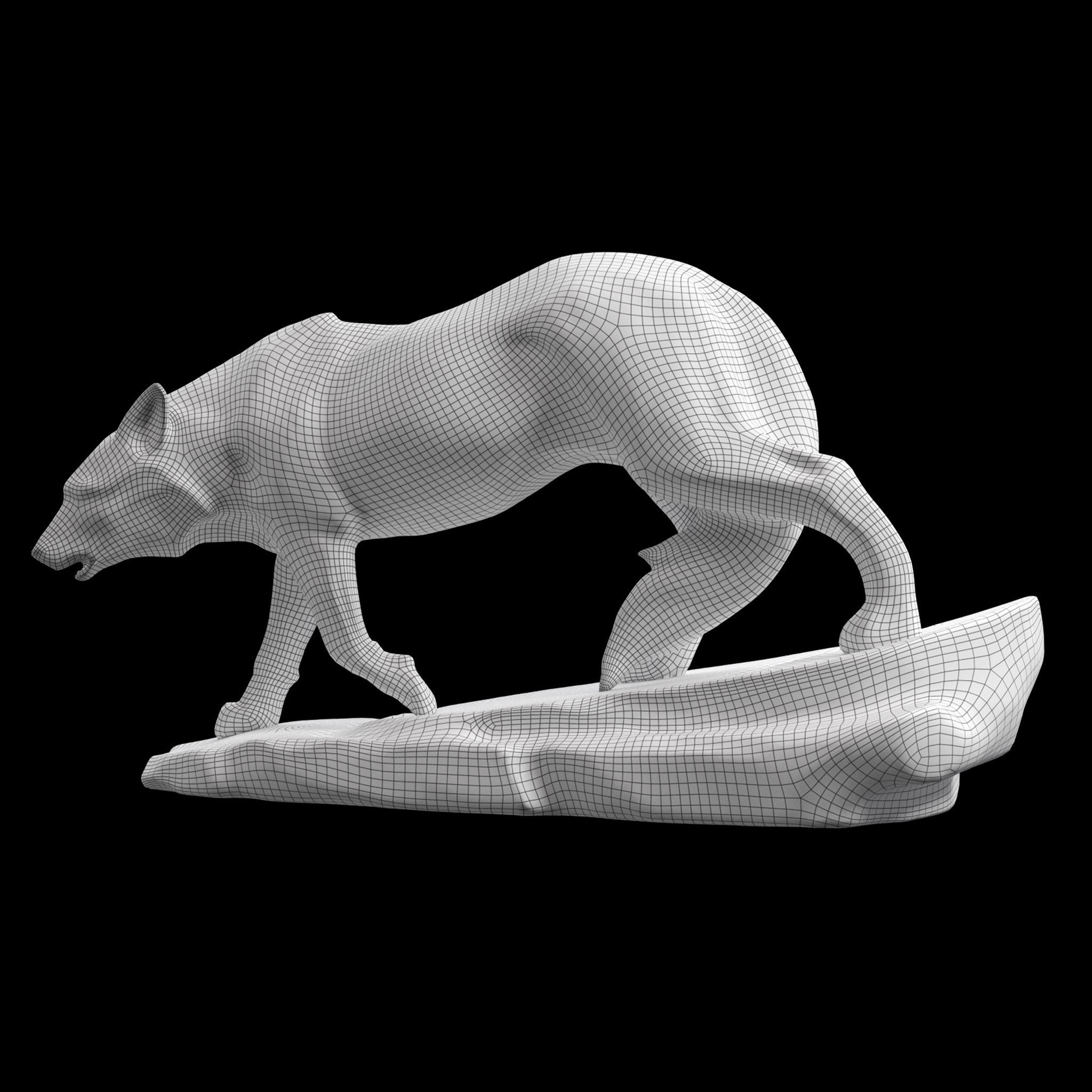 Wolf sculpture Low-poly 3D model_9