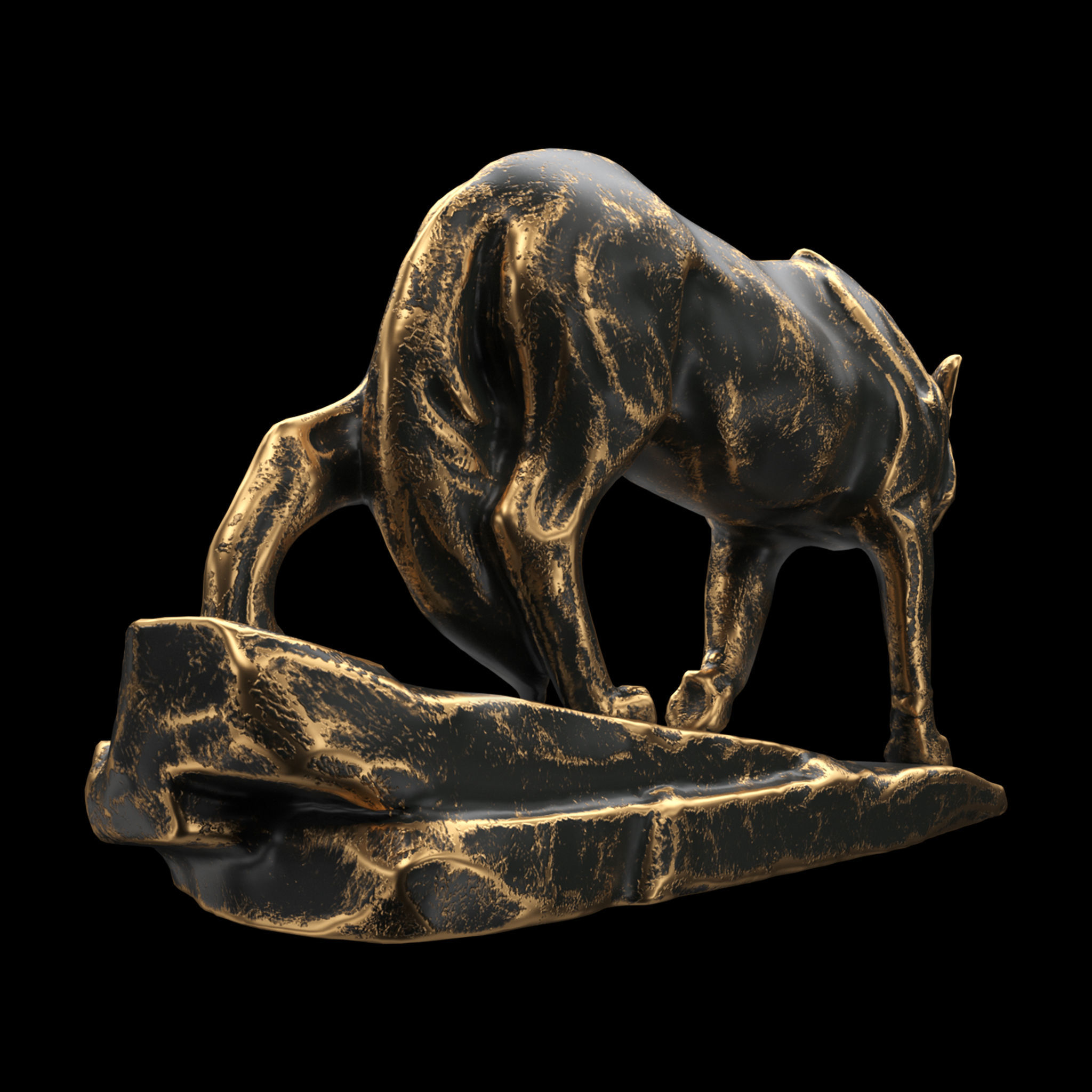 Wolf sculpture Low-poly 3D model_6