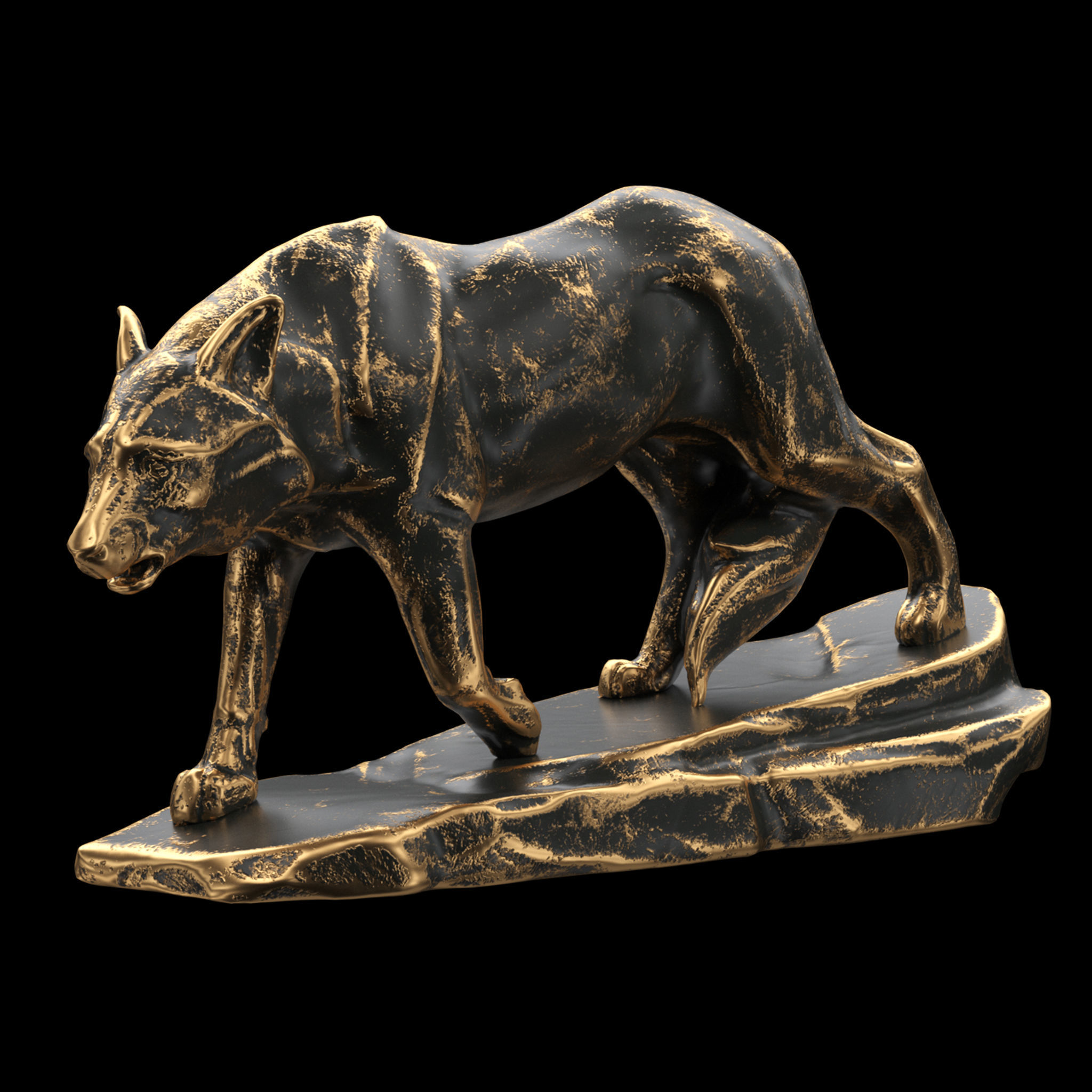 Wolf sculpture Low-poly 3D model_2