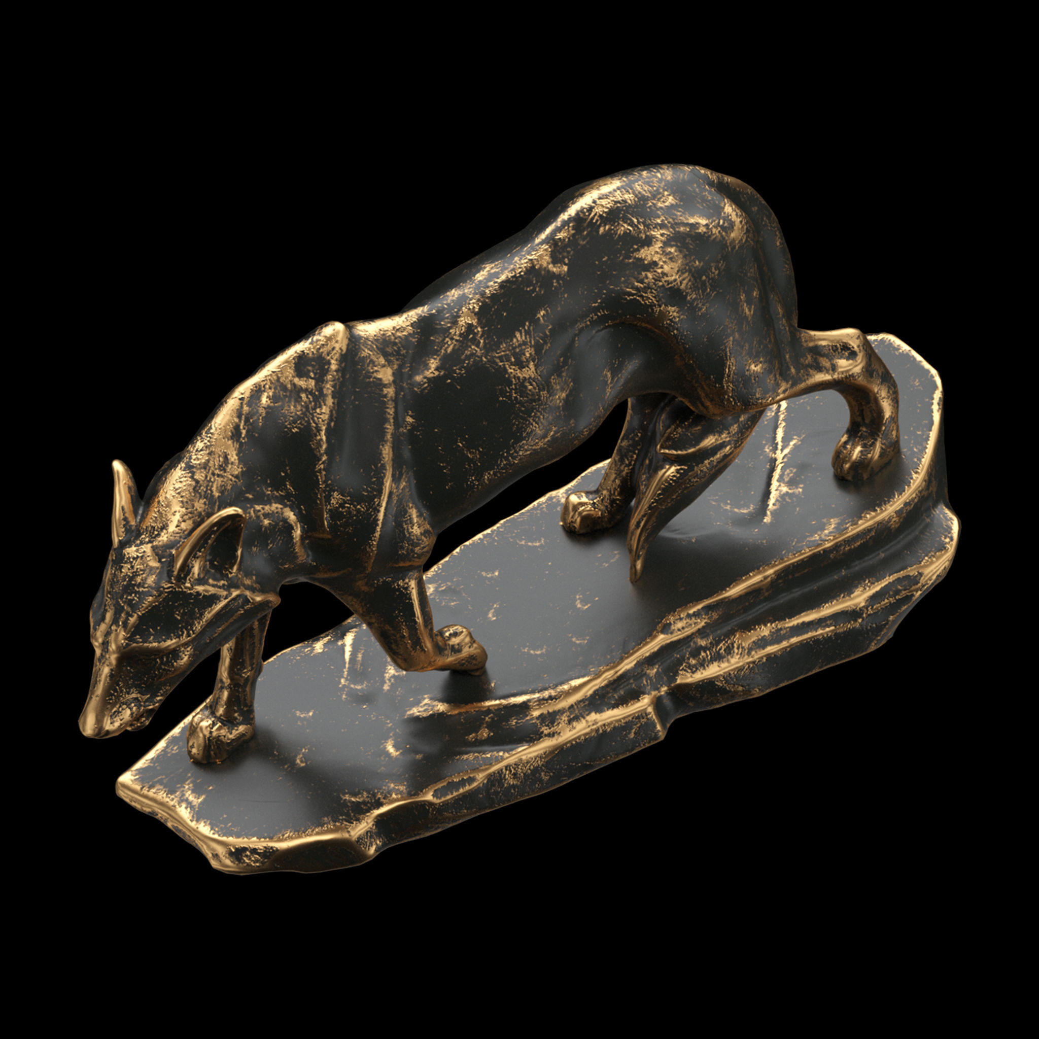 Wolf sculpture Low-poly 3D model_7