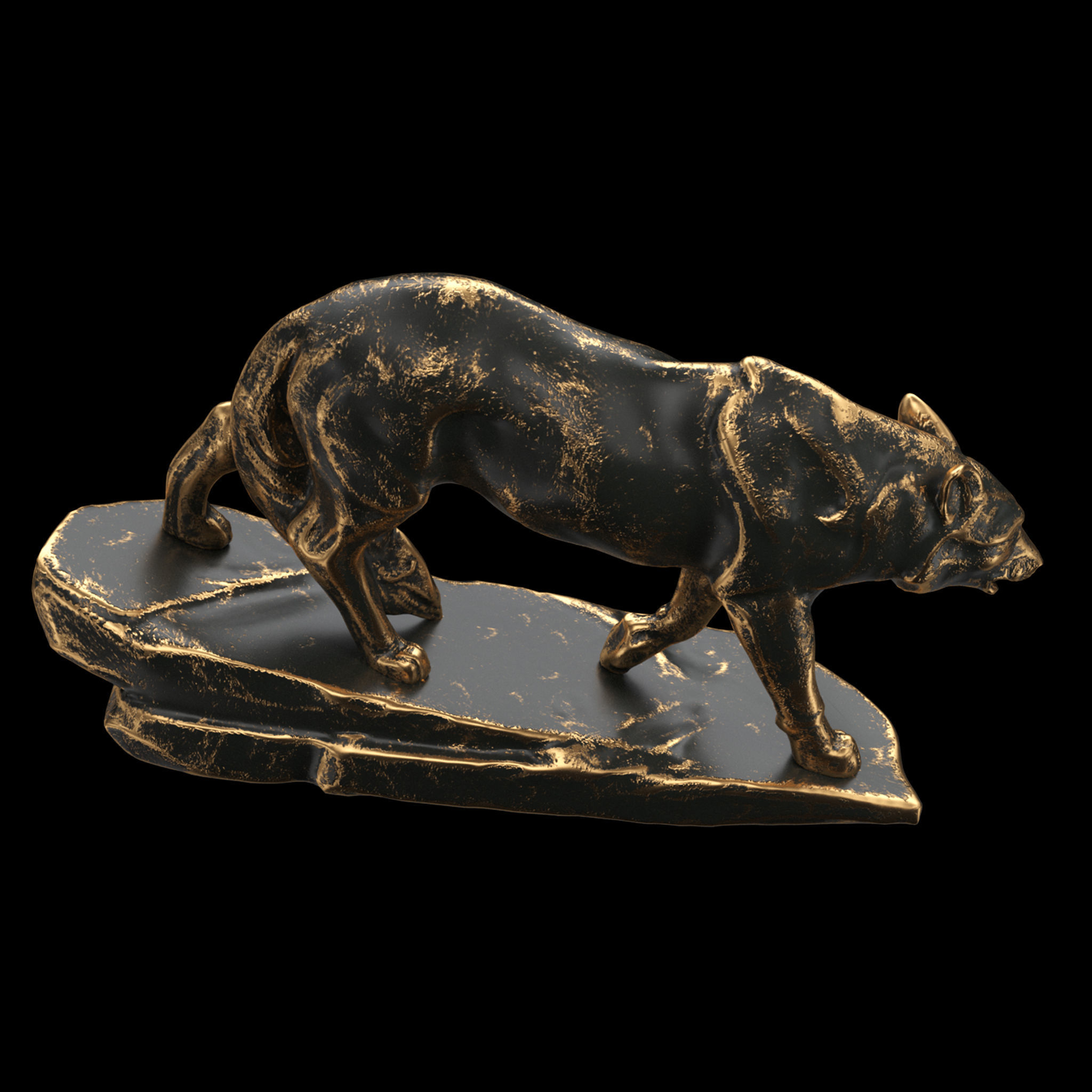 Wolf sculpture Low-poly 3D model_8