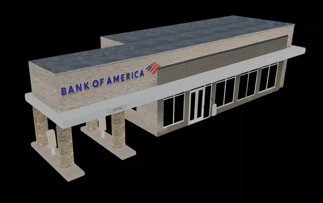 City Building Bank of America Low-poly 3D model