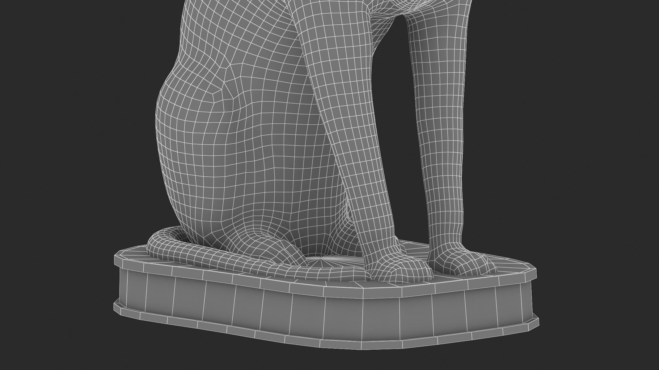 Ancient Egyptian Cat Statue Black Low-poly 3D model_16