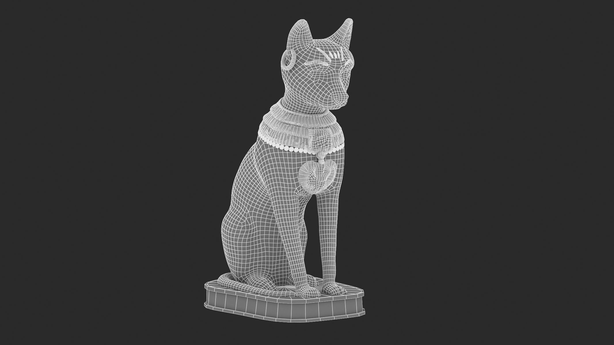 Ancient Egyptian Cat Statue Black Low-poly 3D model_10