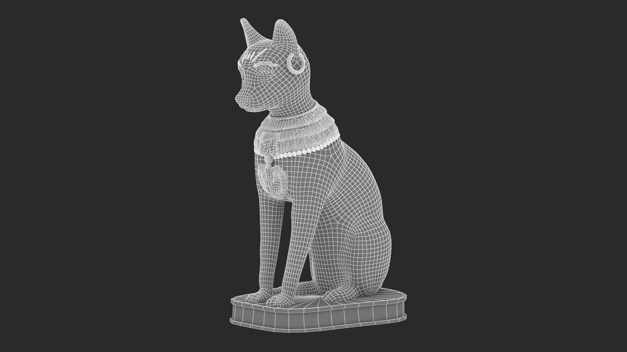 Ancient Egyptian Cat Statue Black Low-poly 3D model_14
