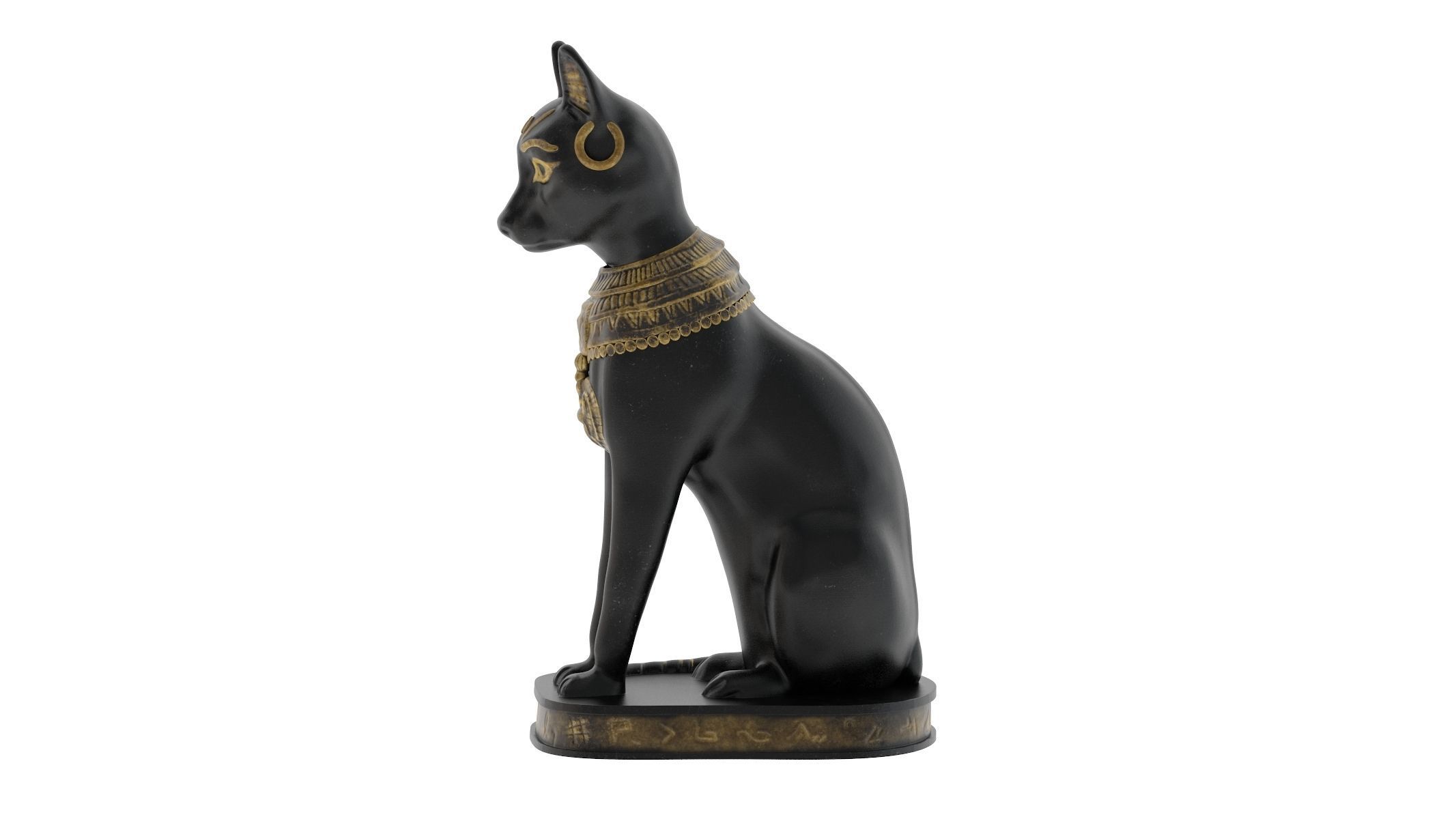 Ancient Egyptian Cat Statue Black Low-poly 3D model_3