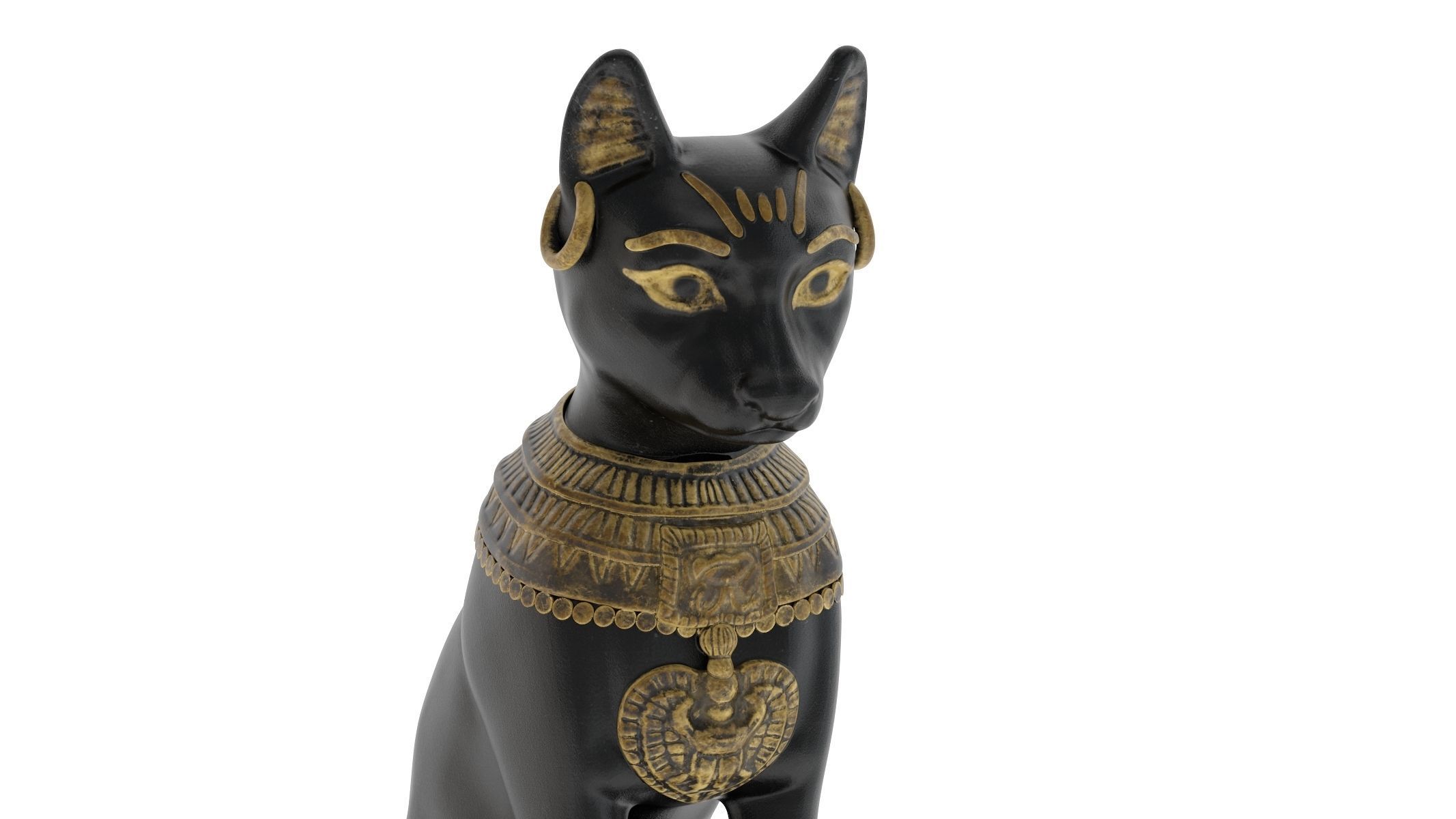 Ancient Egyptian Cat Statue Black Low-poly 3D model_5