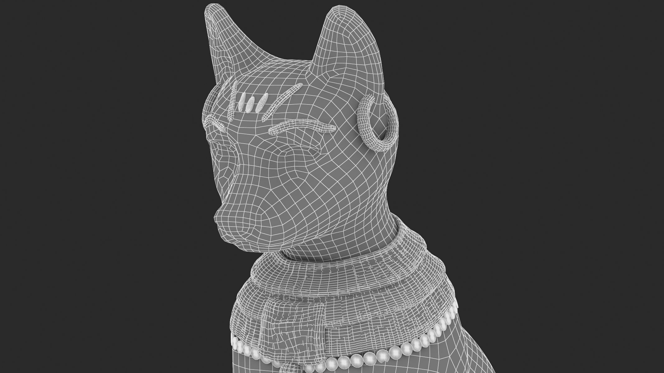 Ancient Egyptian Cat Statue Black Low-poly 3D model_19