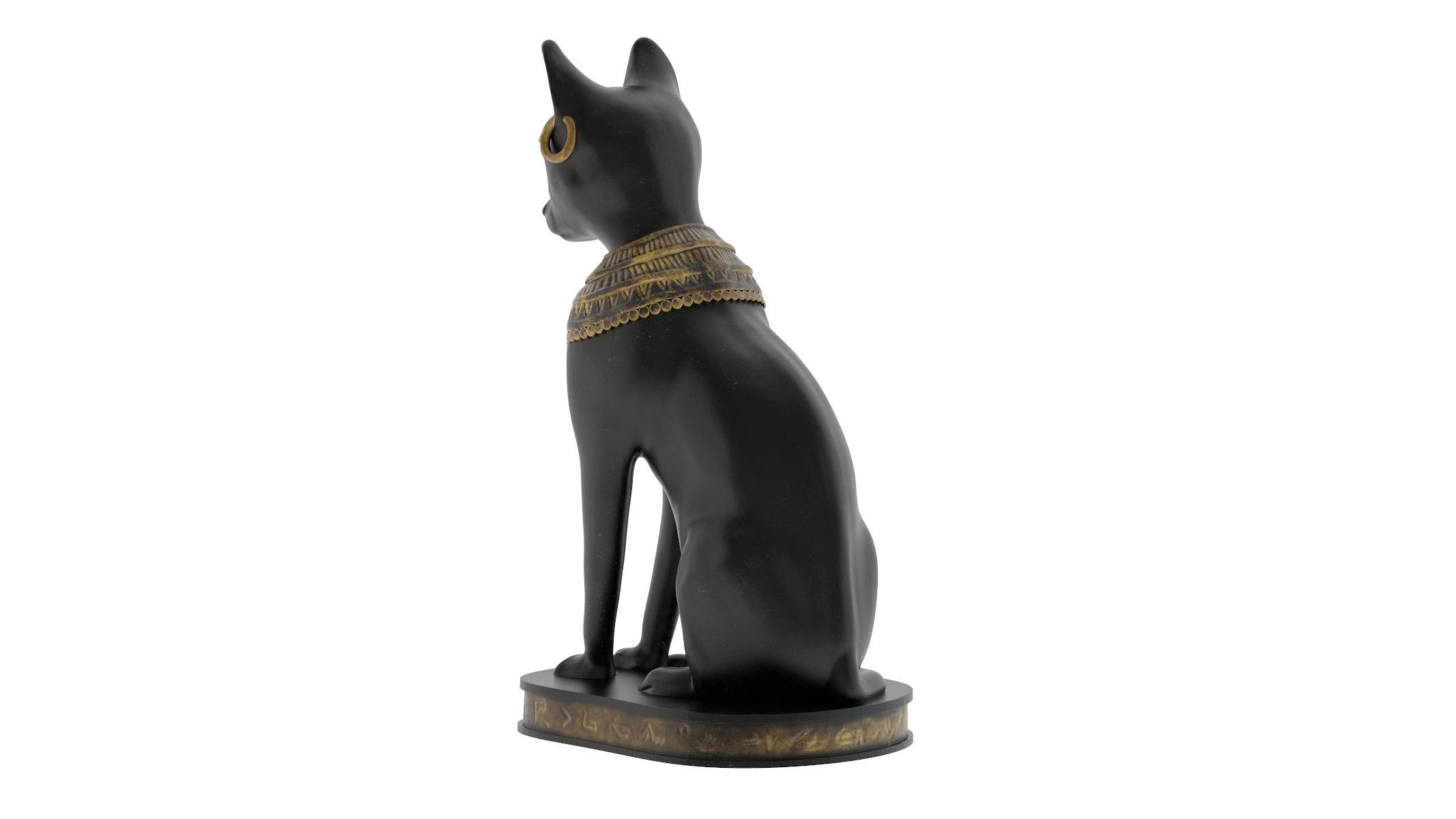 Ancient Egyptian Cat Statue Black Low-poly 3D model_2