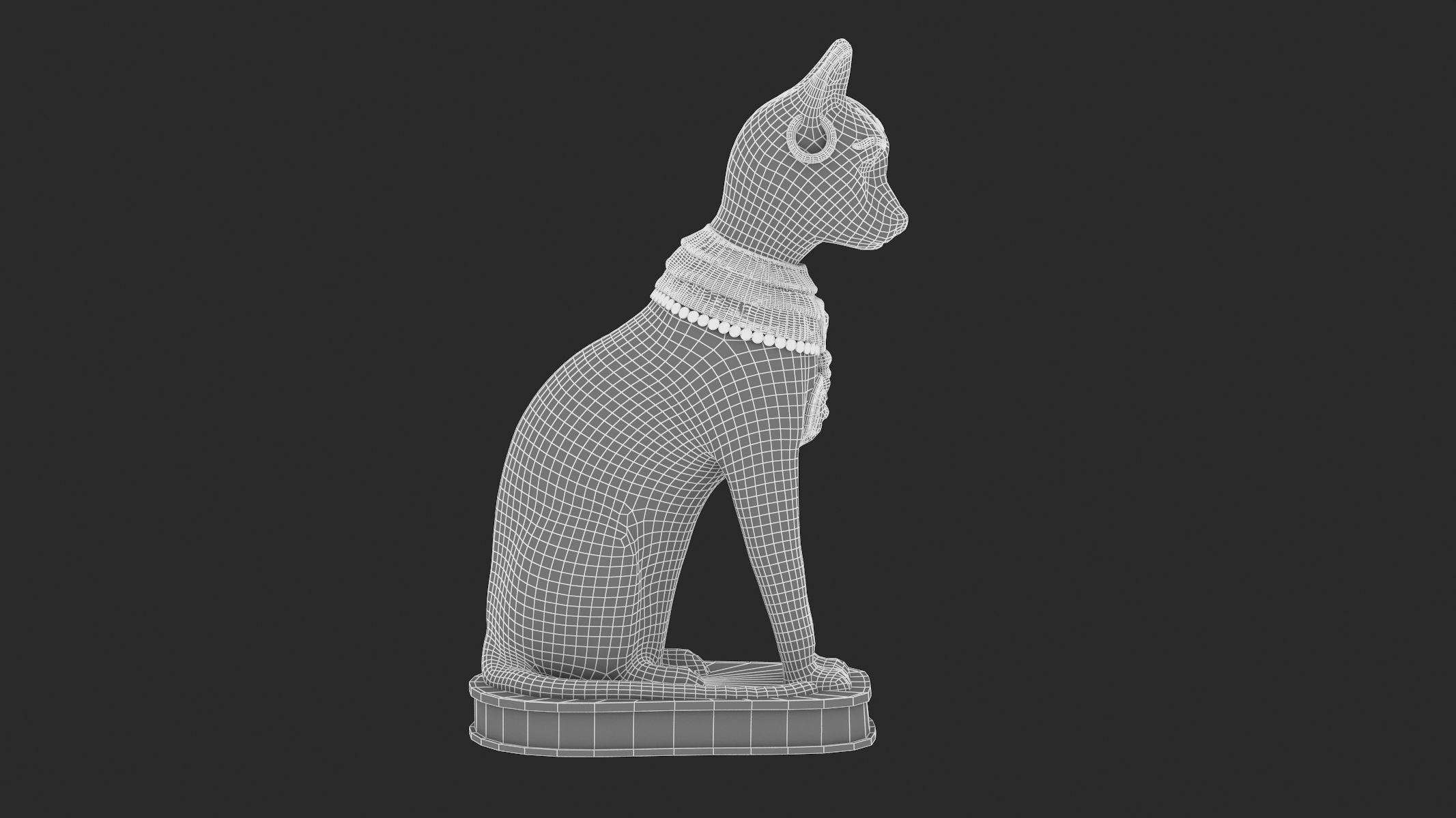 Ancient Egyptian Cat Statue Black Low-poly 3D model_11