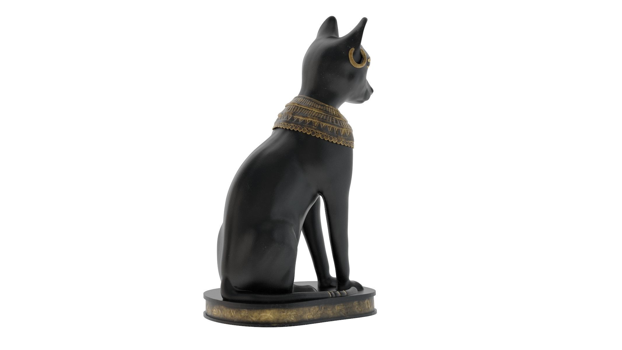 Ancient Egyptian Cat Statue Black Low-poly 3D model_1