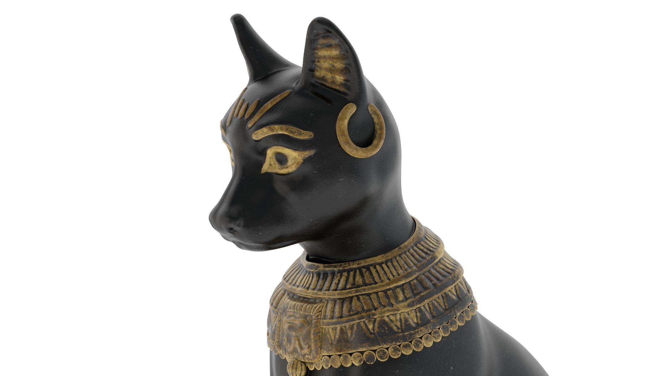 Ancient Egyptian Cat Statue Black Low-poly 3D model_9