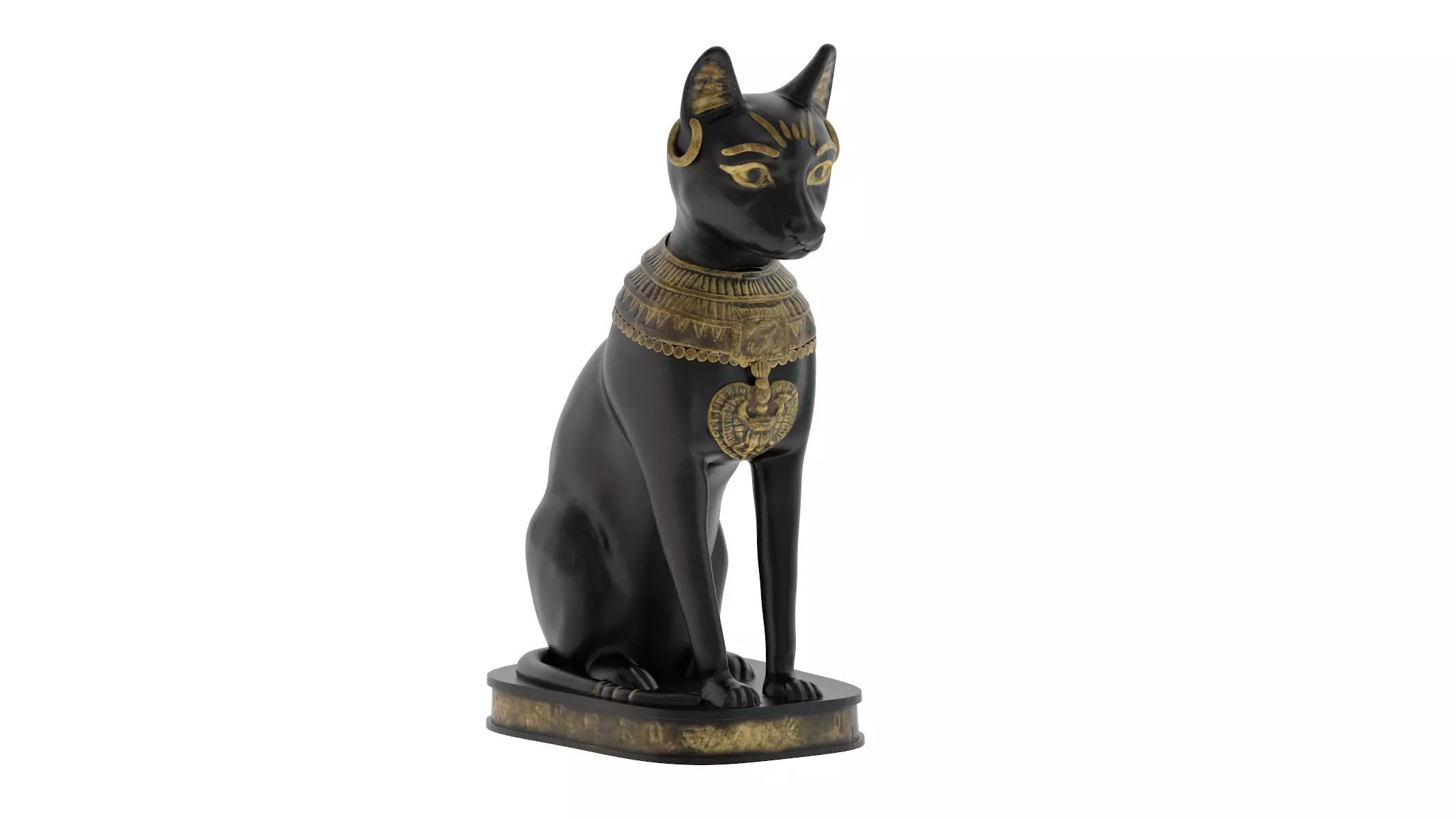 Ancient Egyptian Cat Statue Black Low-poly 3D model_0