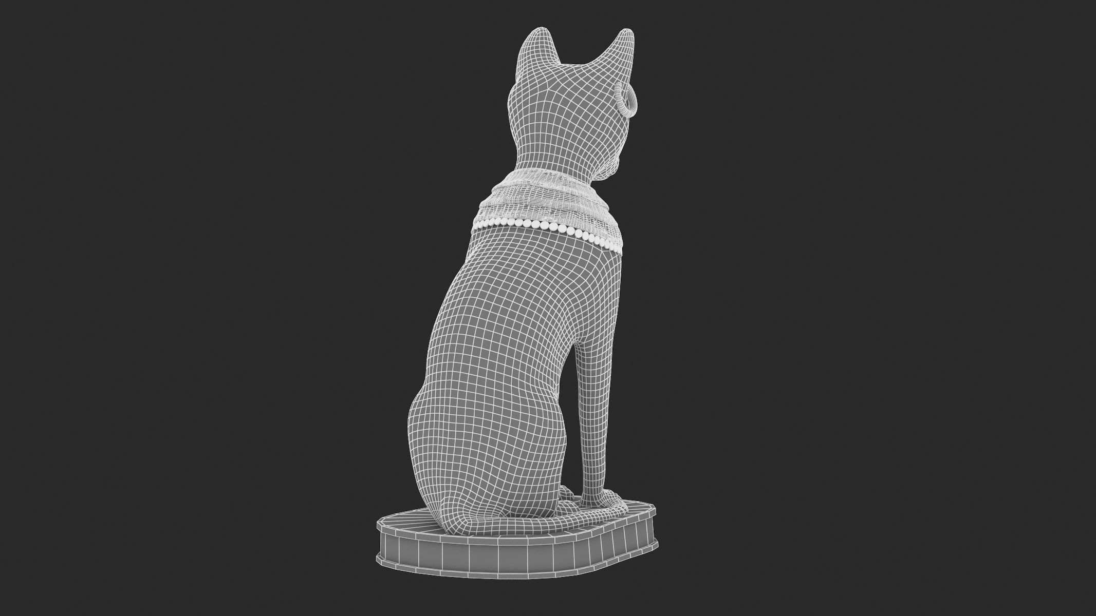 Ancient Egyptian Cat Statue Black Low-poly 3D model_12