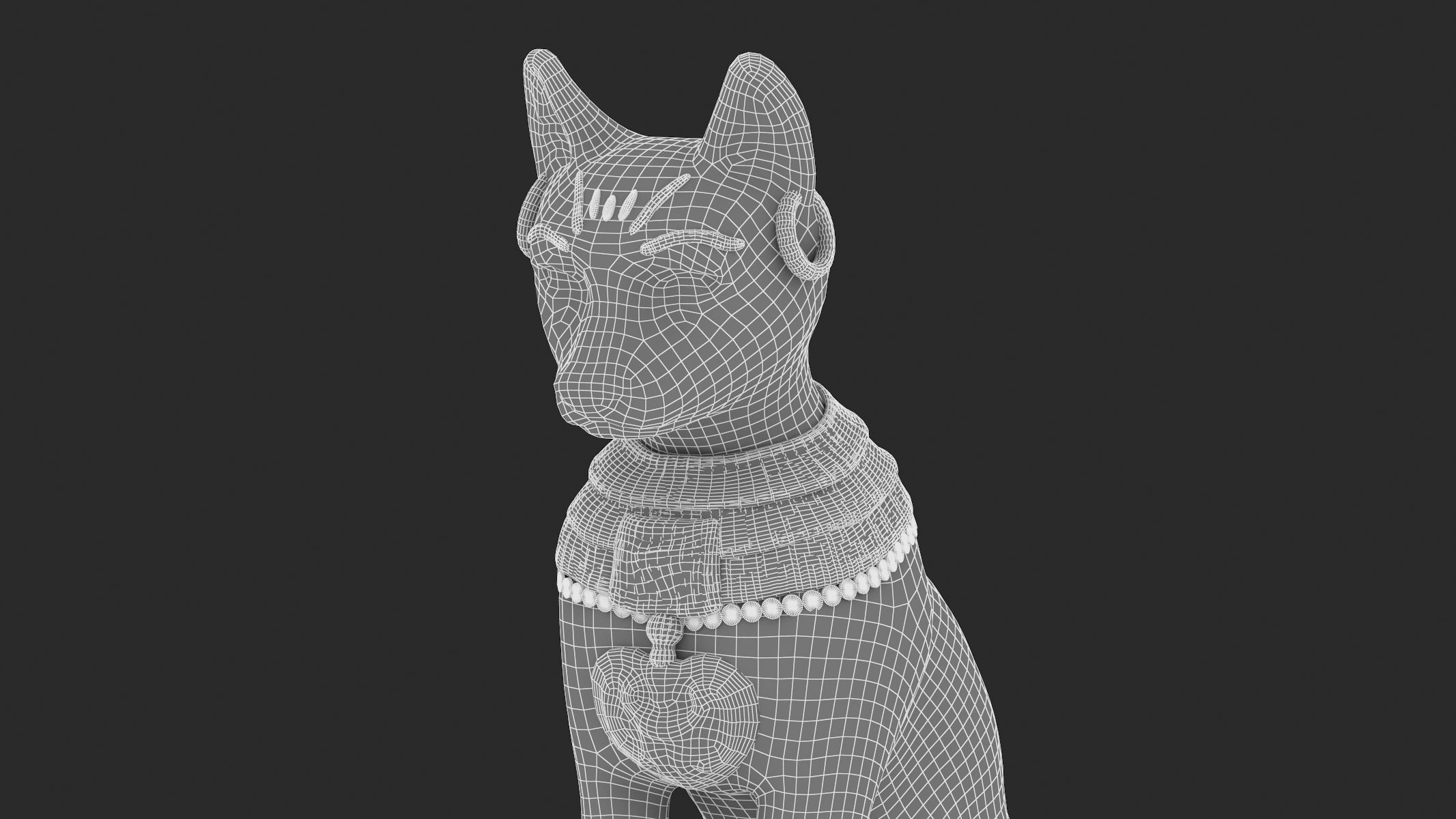 Ancient Egyptian Cat Statue Black Low-poly 3D model_15
