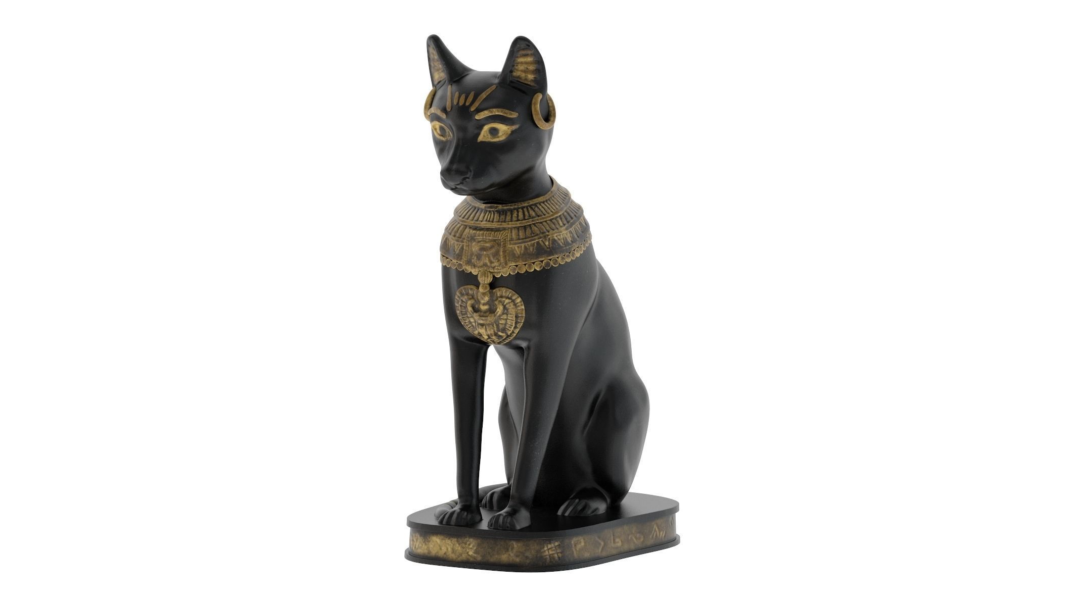 Ancient Egyptian Cat Statue Black Low-poly 3D model_4
