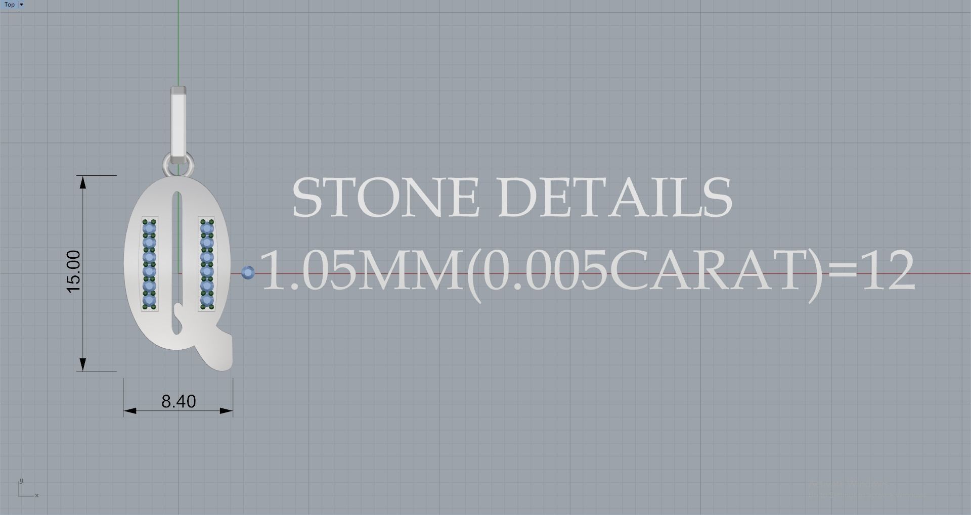 Q SCRIPT DIAMOND PENDANT 3D print model_5