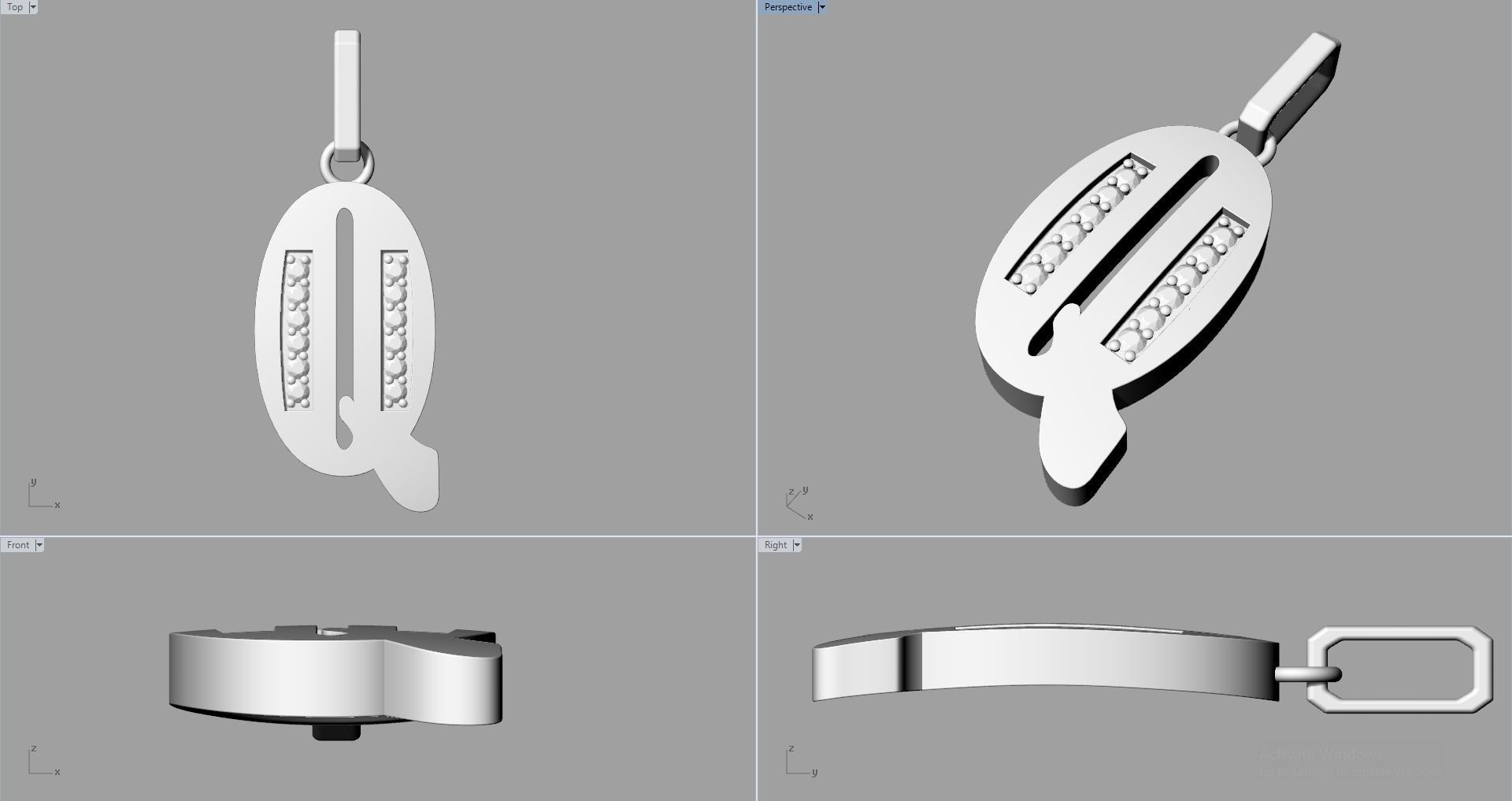 Q SCRIPT DIAMOND PENDANT 3D print model_8