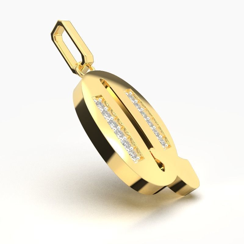 Q SCRIPT DIAMOND PENDANT 3D print model_4