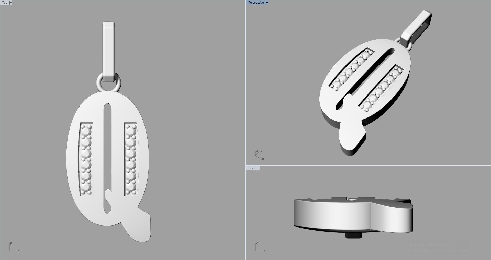 Q SCRIPT DIAMOND PENDANT 3D print model_7