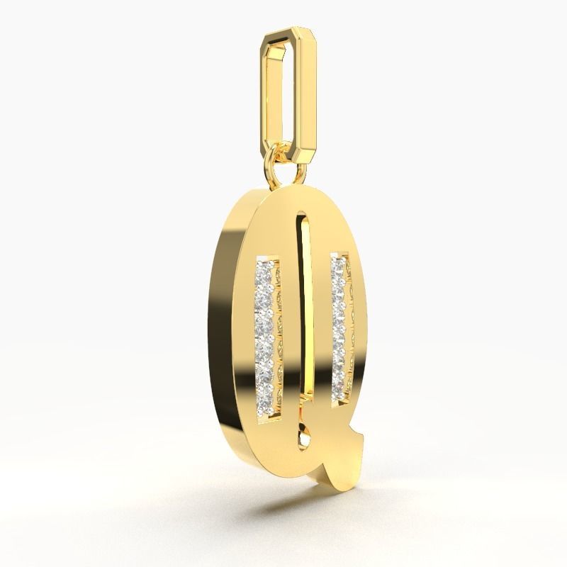 Q SCRIPT DIAMOND PENDANT 3D print model_3