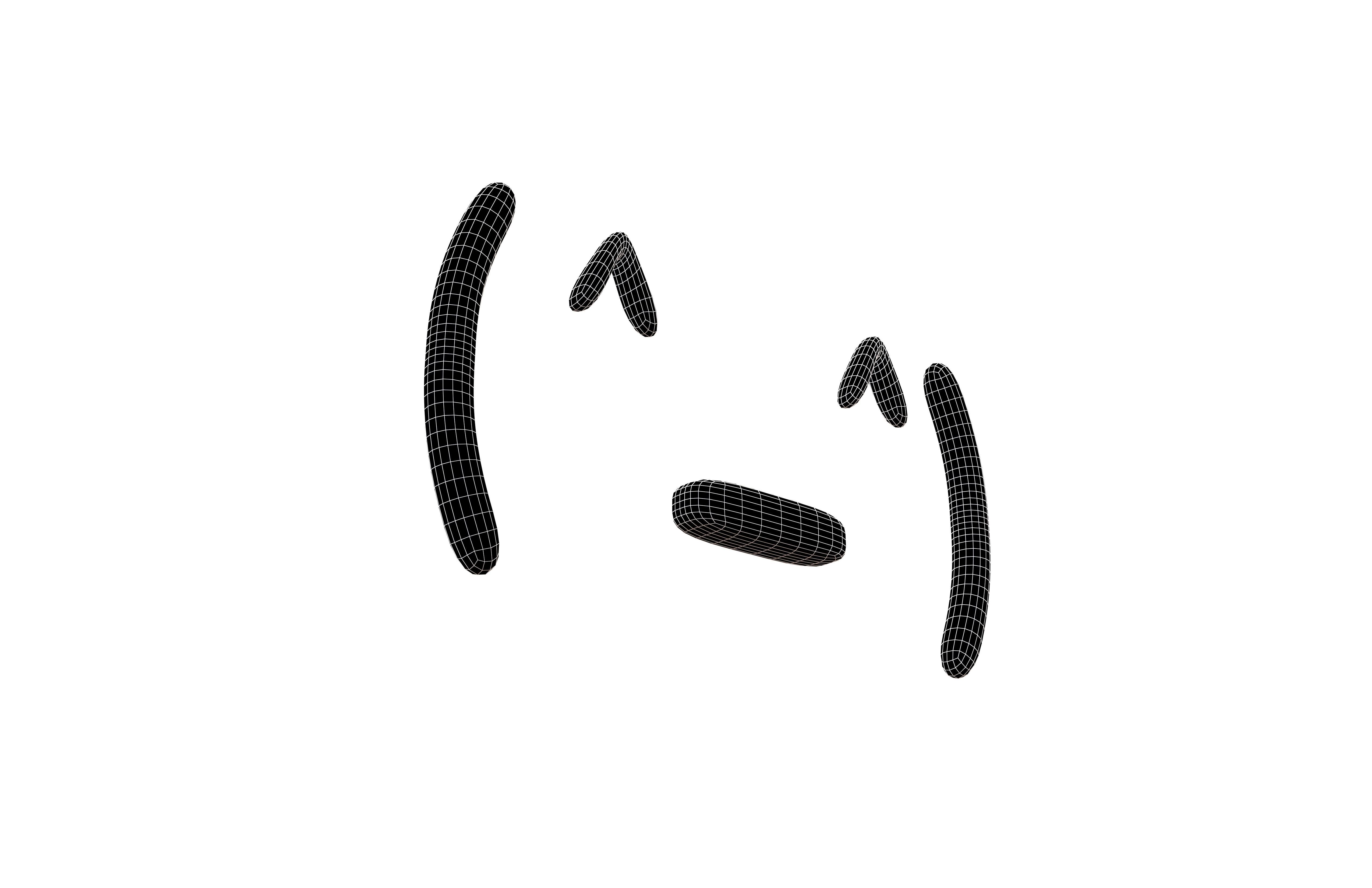 Japanese Emoticons v9 001 Low-poly 3D model_5