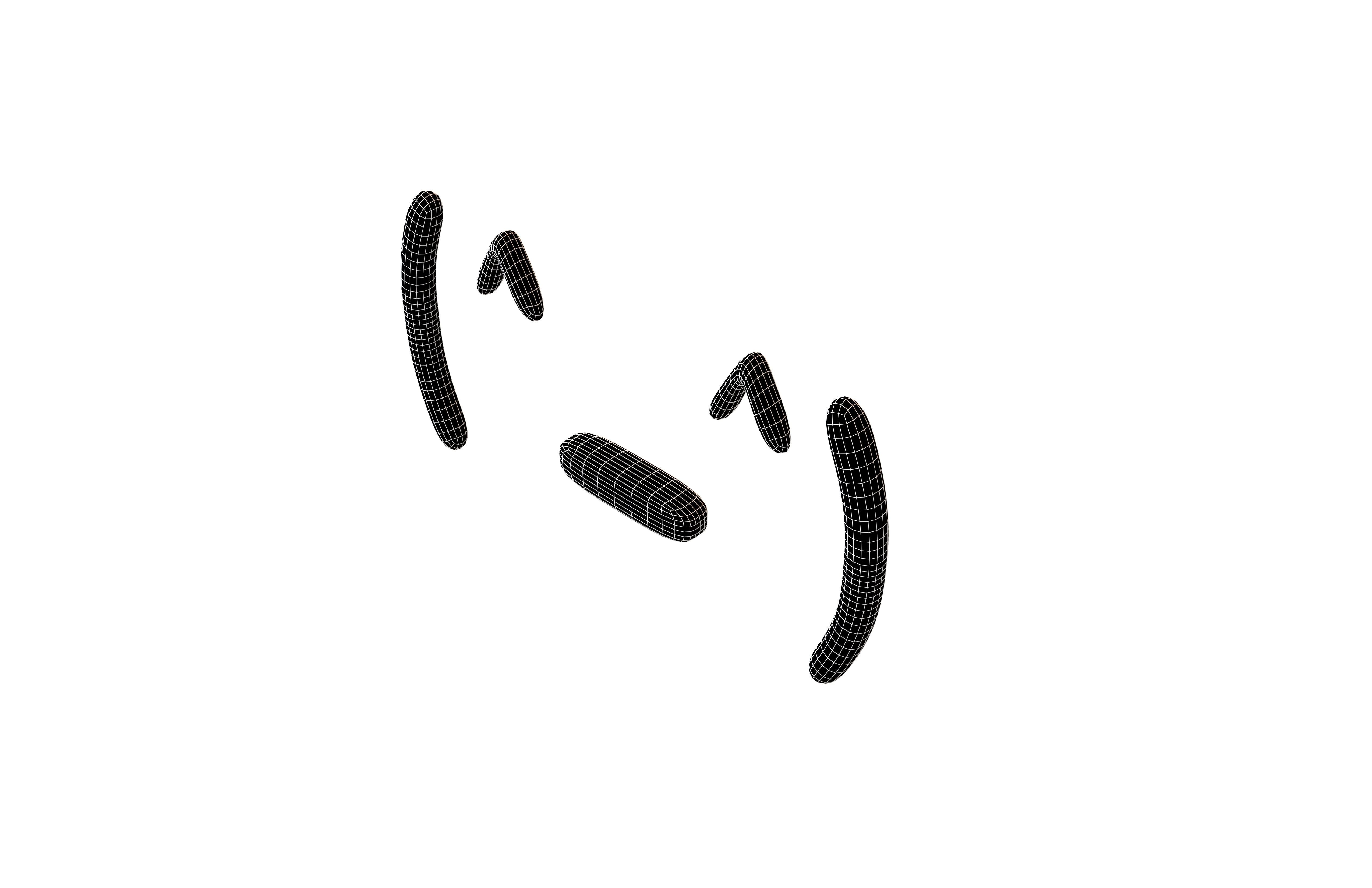 Japanese Emoticons v9 001 Low-poly 3D model_7