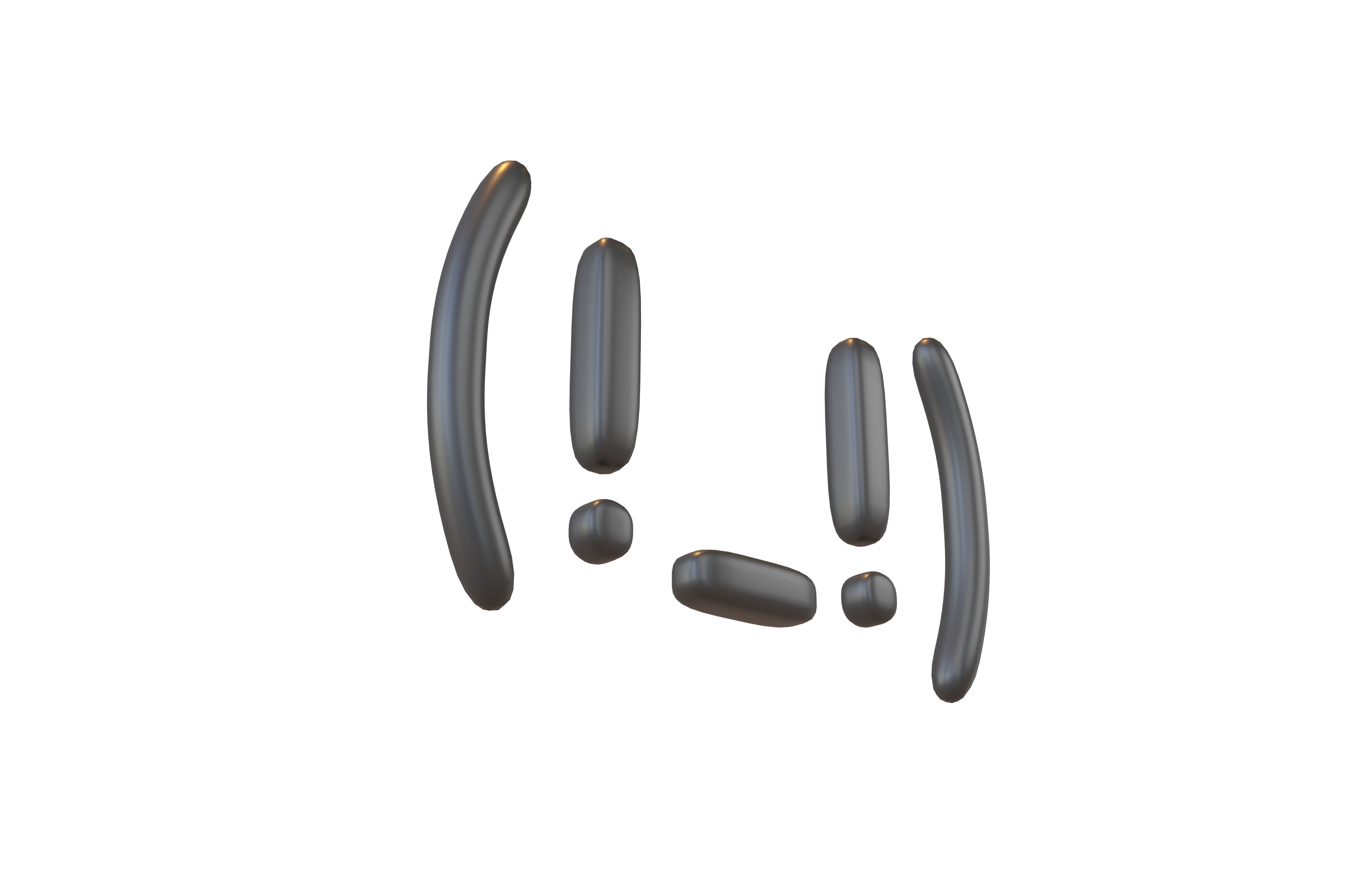 Japanese Emoticons v15 001 Low-poly 3D model_2