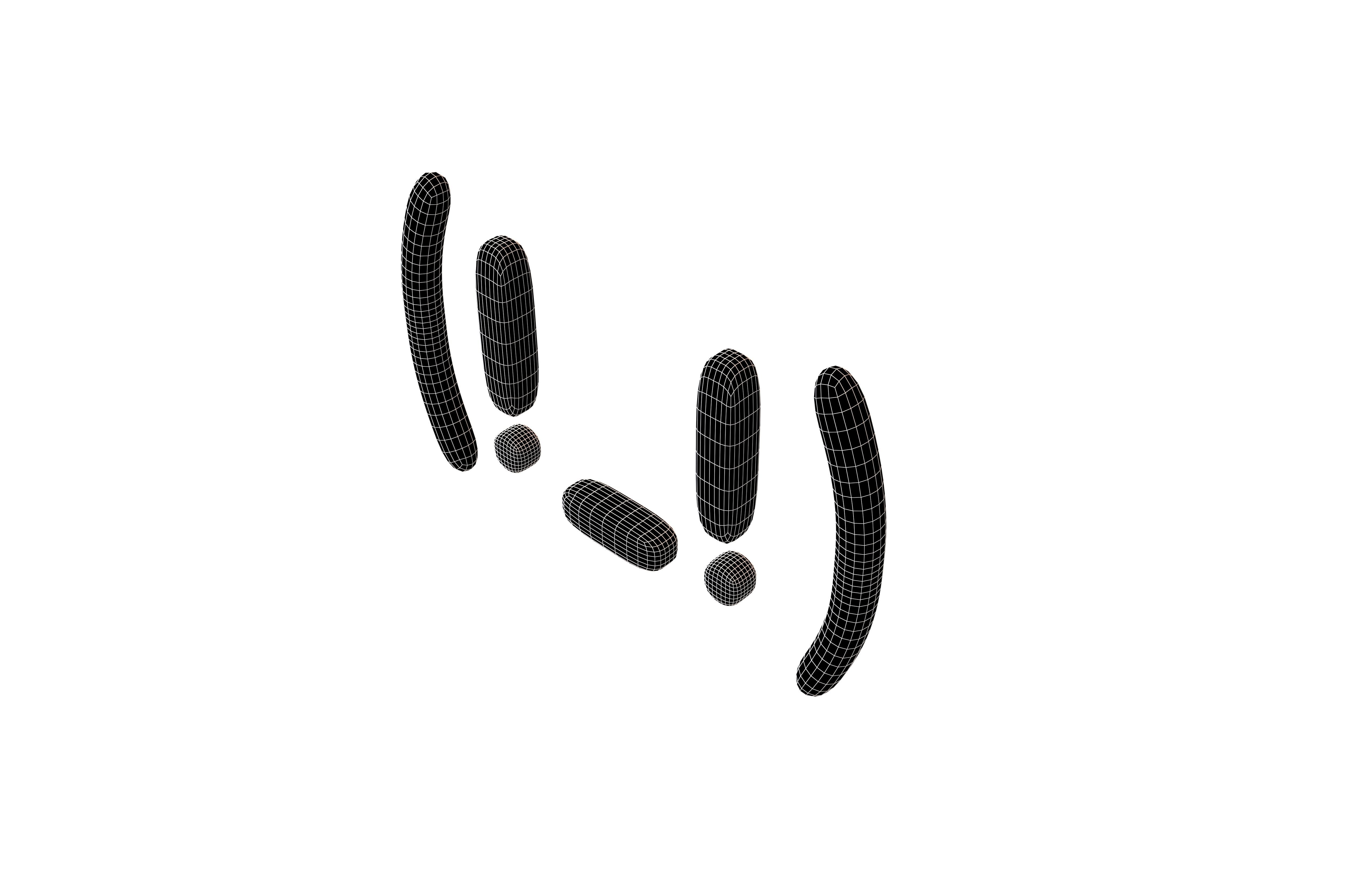 Japanese Emoticons v15 001 Low-poly 3D model_7