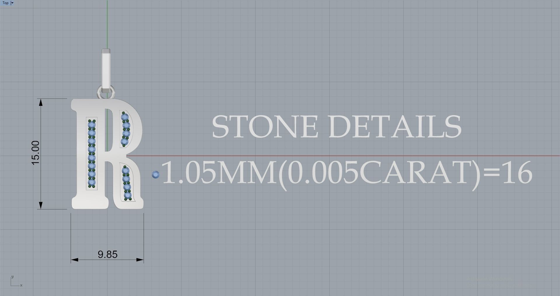 R SCRIPT DIAMOND PENDANT 3D print model_8