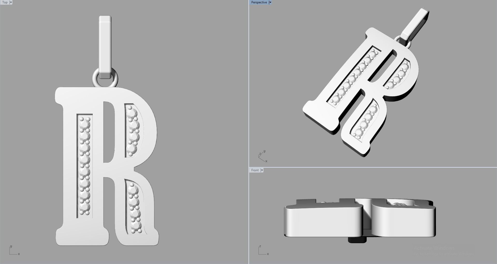 R SCRIPT DIAMOND PENDANT 3D print model_5