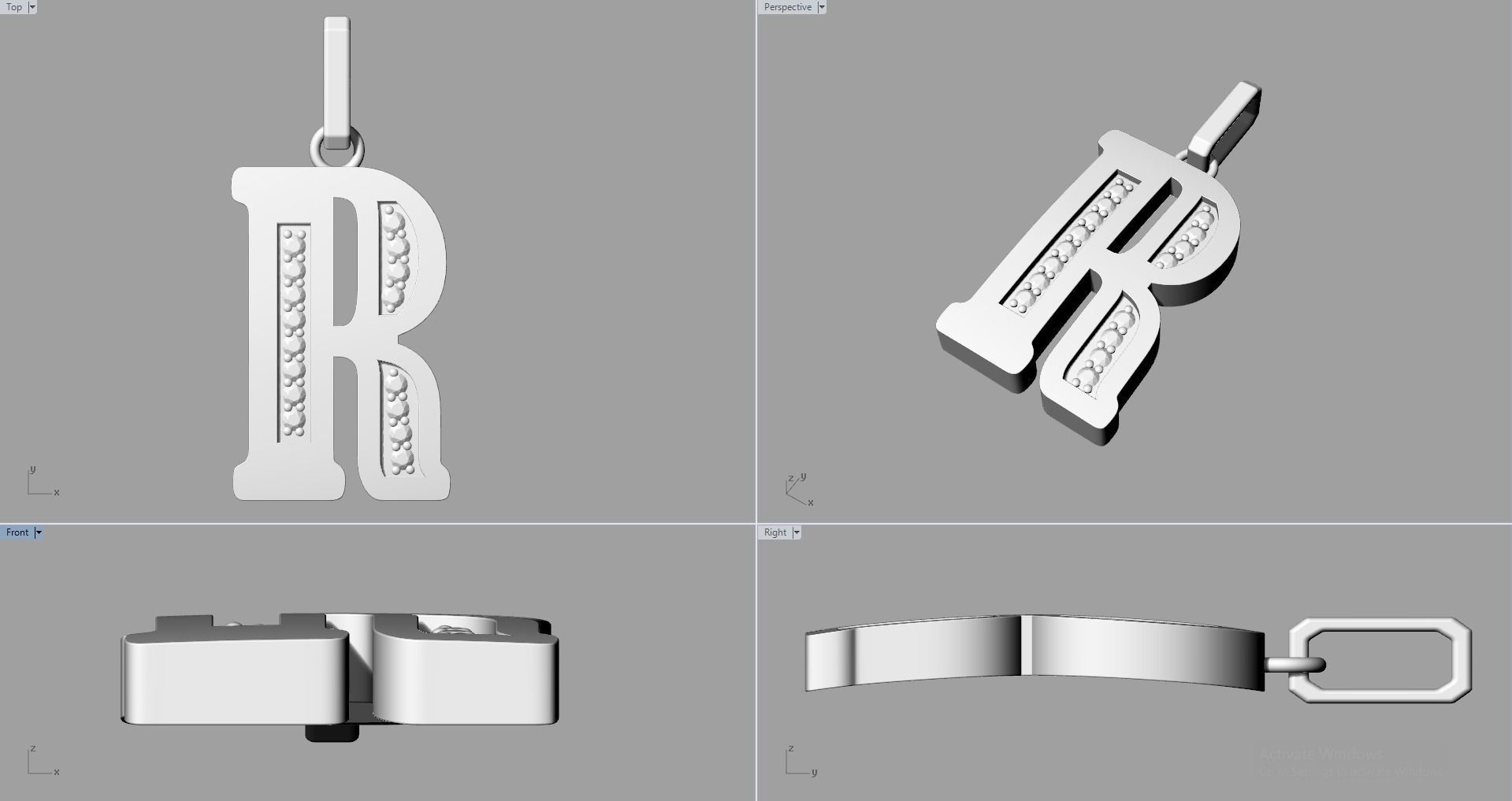 R SCRIPT DIAMOND PENDANT 3D print model_6