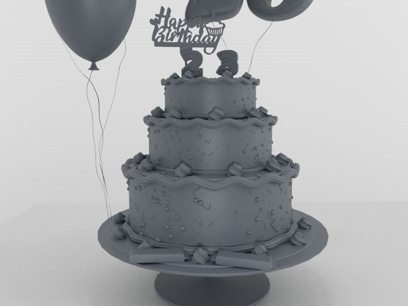 Birthday Cake 3D model_8