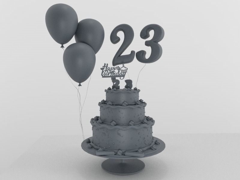 Birthday Cake 3D model_9