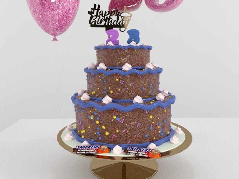 Birthday Cake 3D model_1