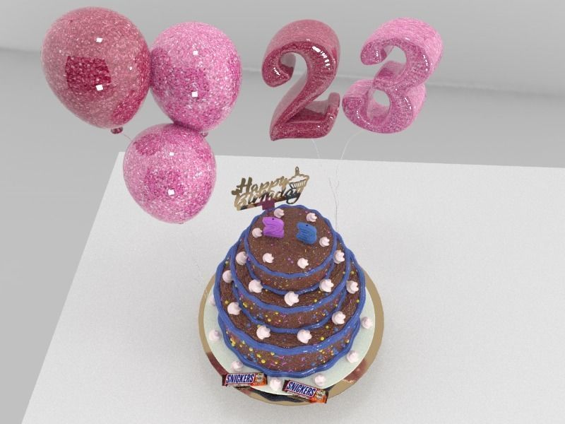 Birthday Cake 3D model_6