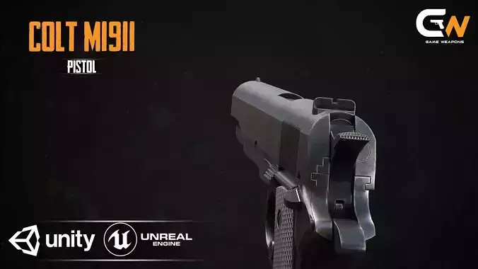COLT M1911 PISTOL Low-poly 3D model