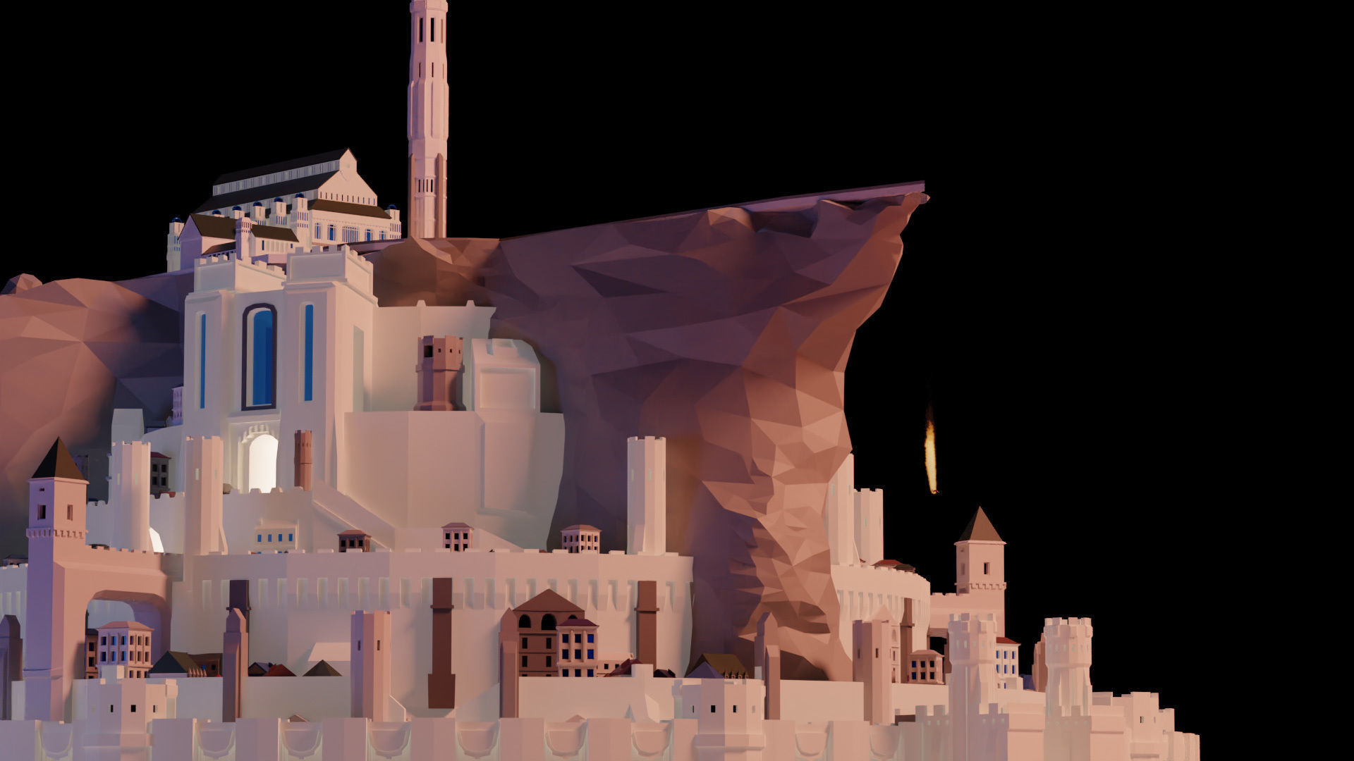 Minas Tirith from Lord of The Rings Low Poly Low-poly 3D model_4