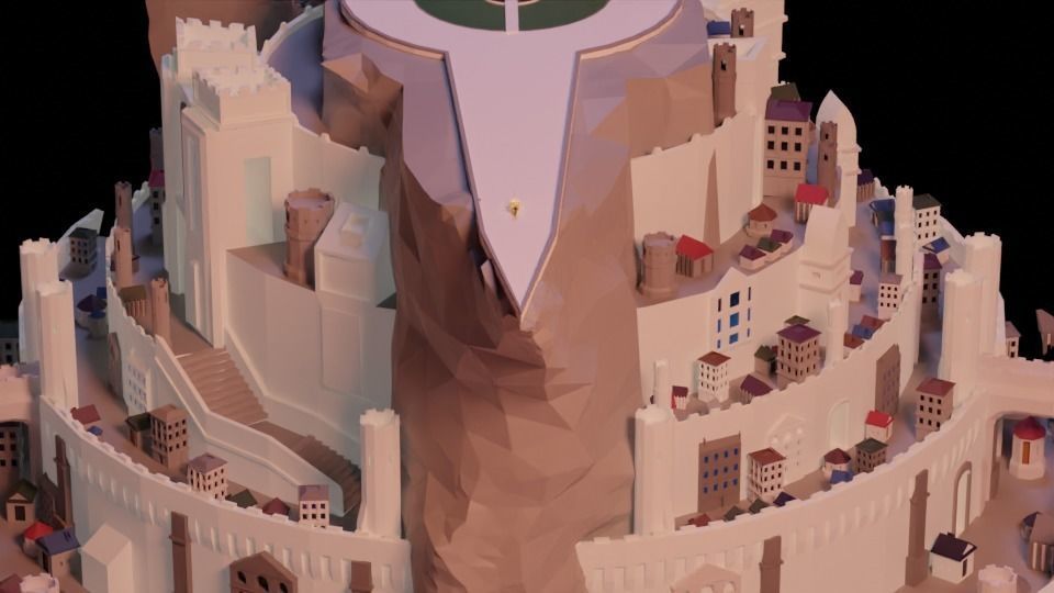 Minas Tirith from Lord of The Rings Low Poly Low-poly 3D model_3