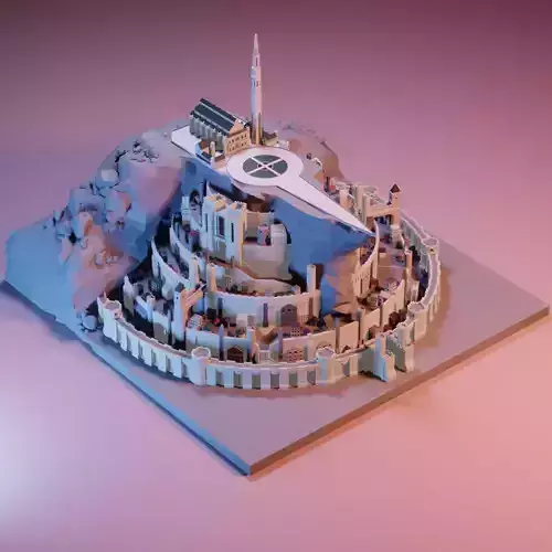 Minas Tirith from Lord of The Rings Low Poly Low-poly 3D model