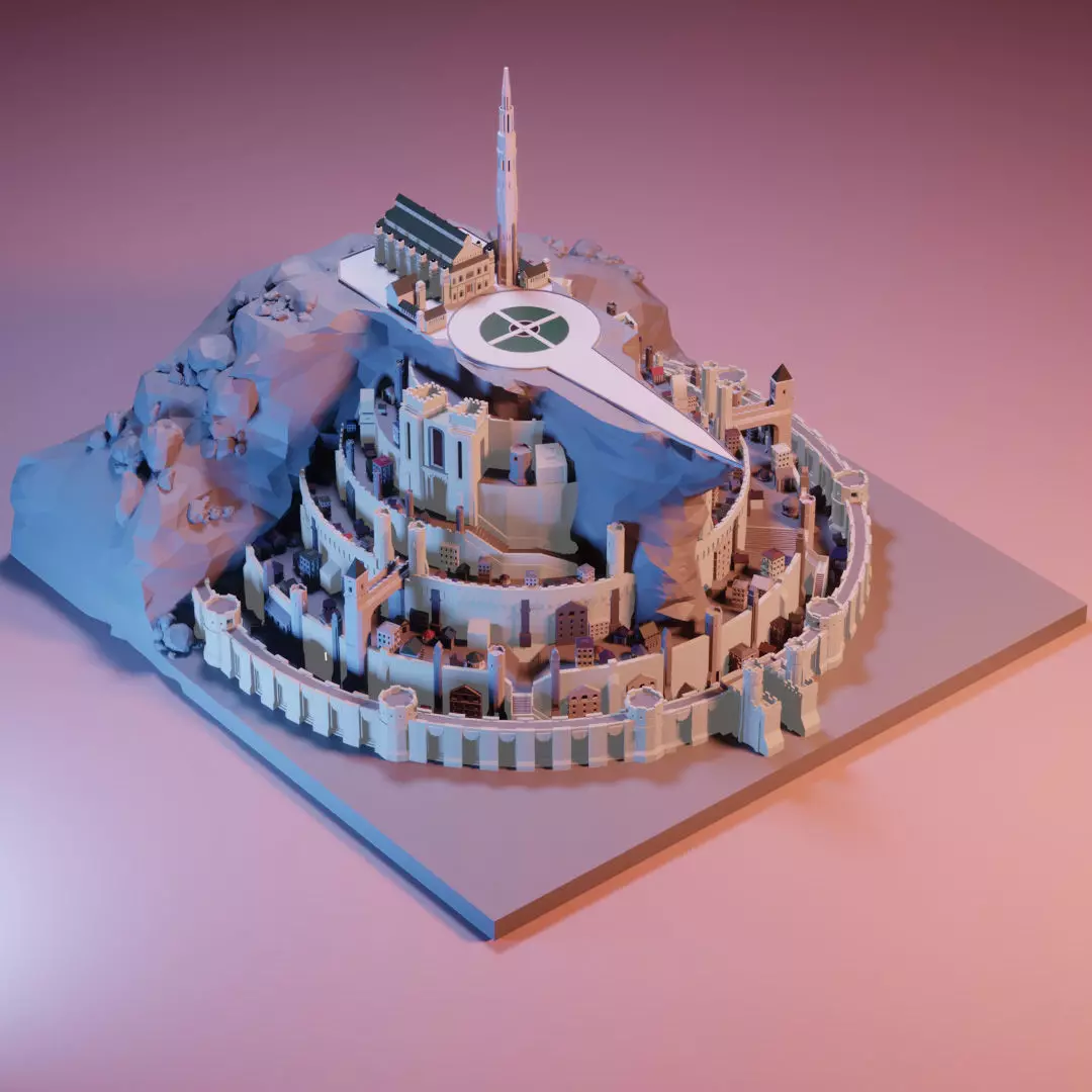 Minas Tirith from Lord of The Rings Low Poly Low-poly 3D model_0