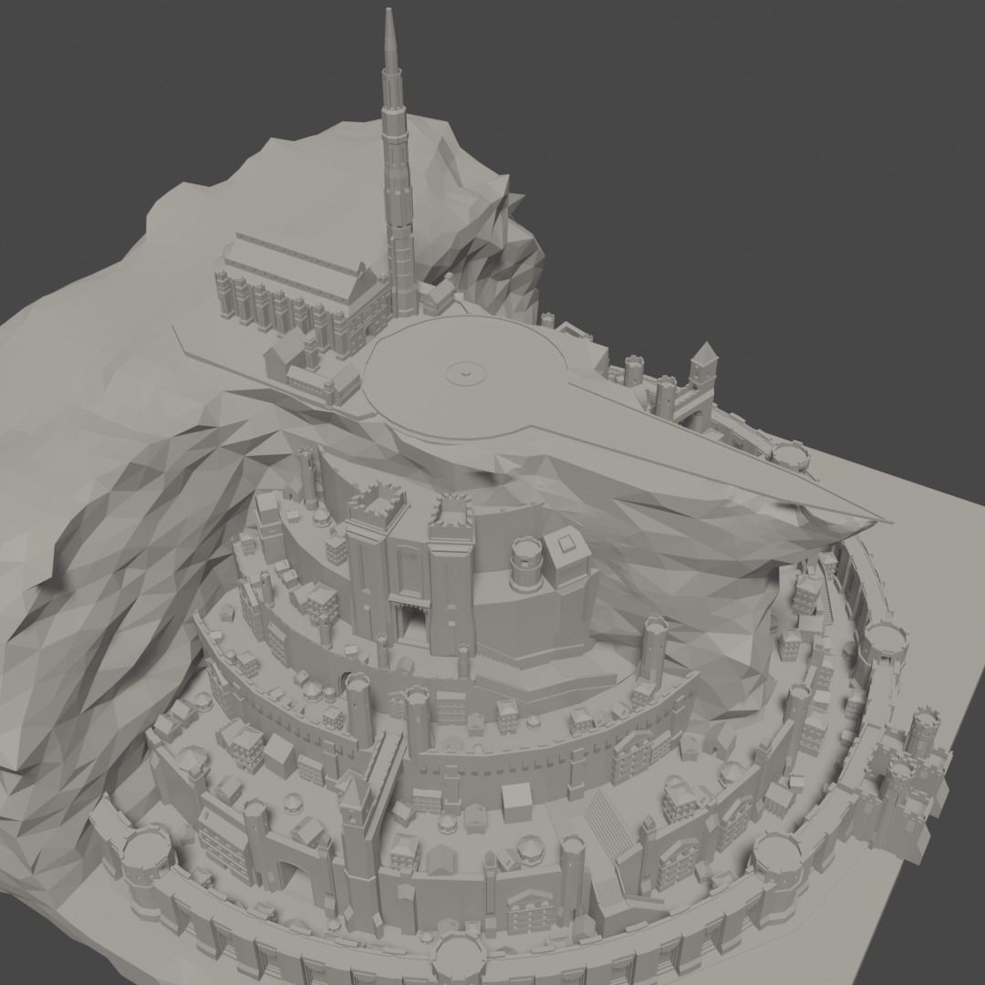 Minas Tirith from Lord of The Rings Low Poly Low-poly 3D model_20