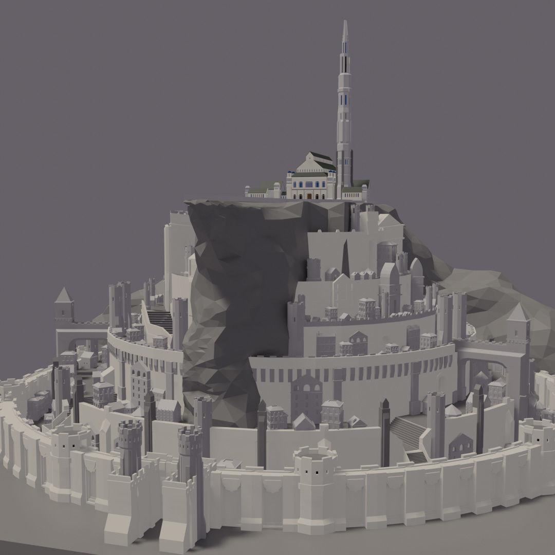 Minas Tirith from Lord of The Rings Low Poly Low-poly 3D model_2